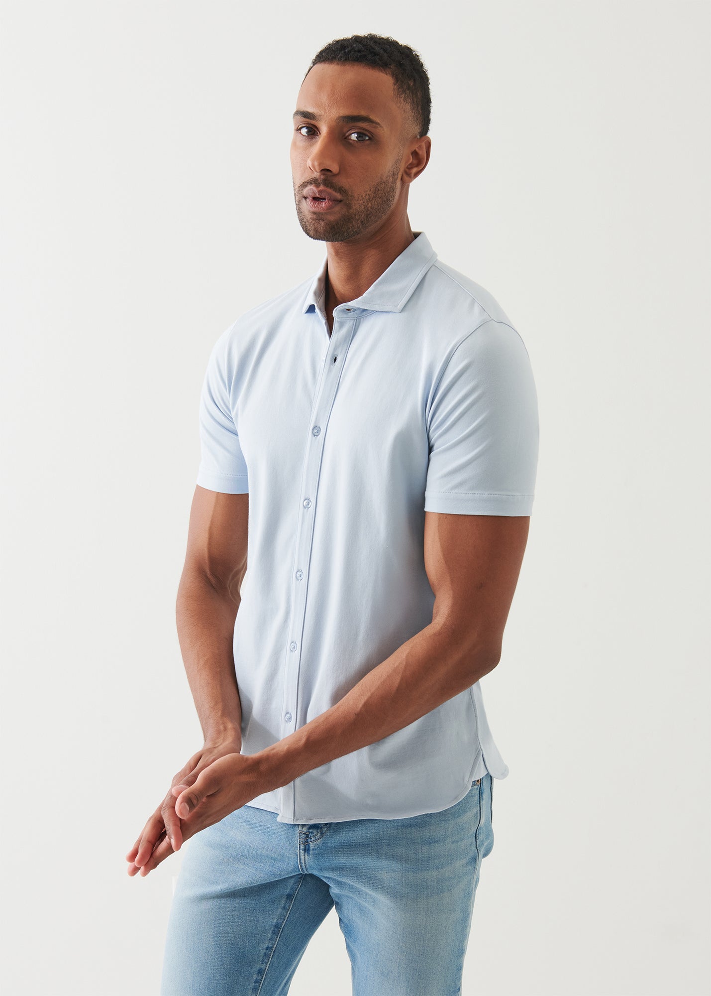 Pima Cotton Stretch Button Front Shirt