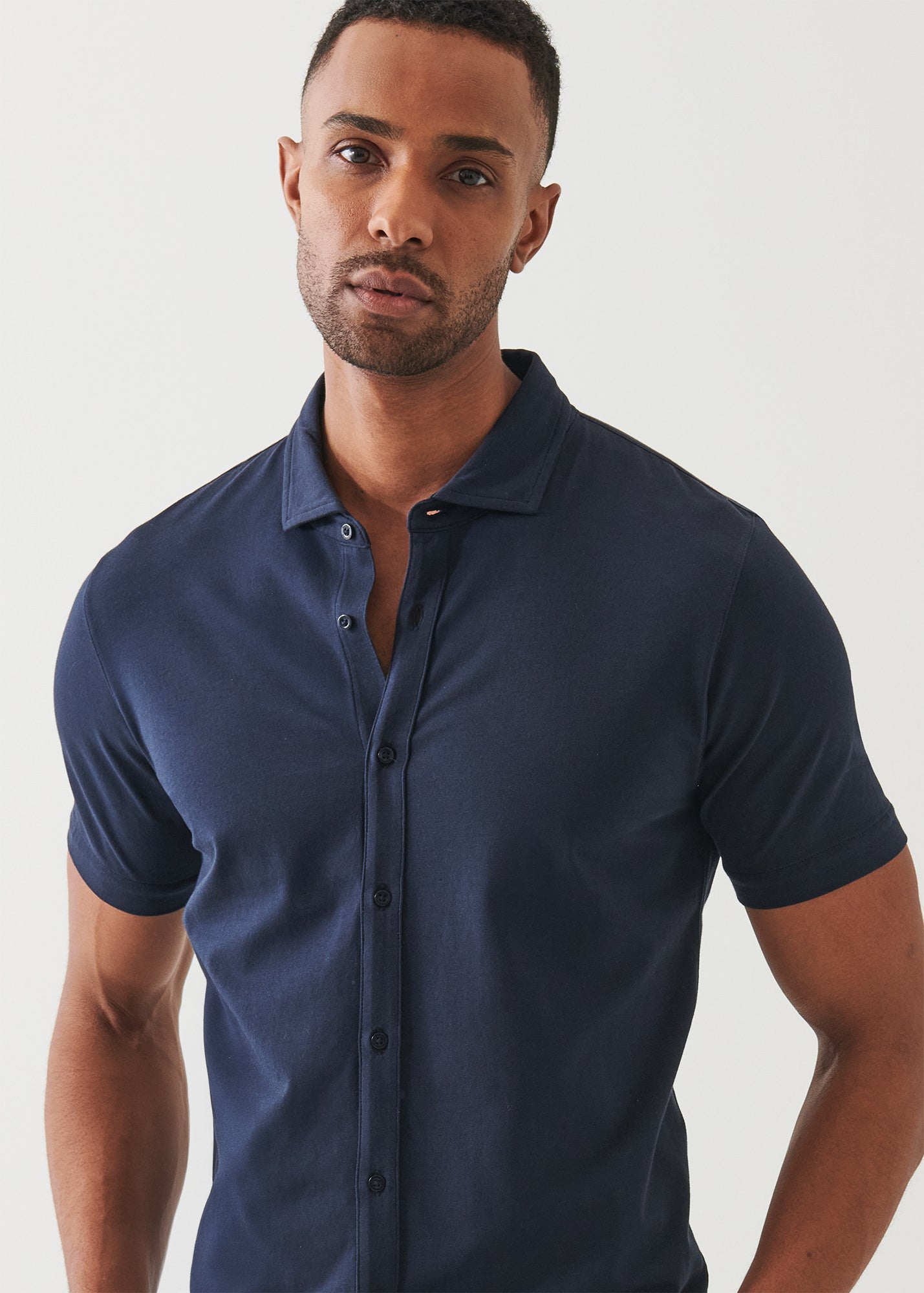 Pima Cotton Stretch Button Front Shirt - PATRICK ASSARAF
