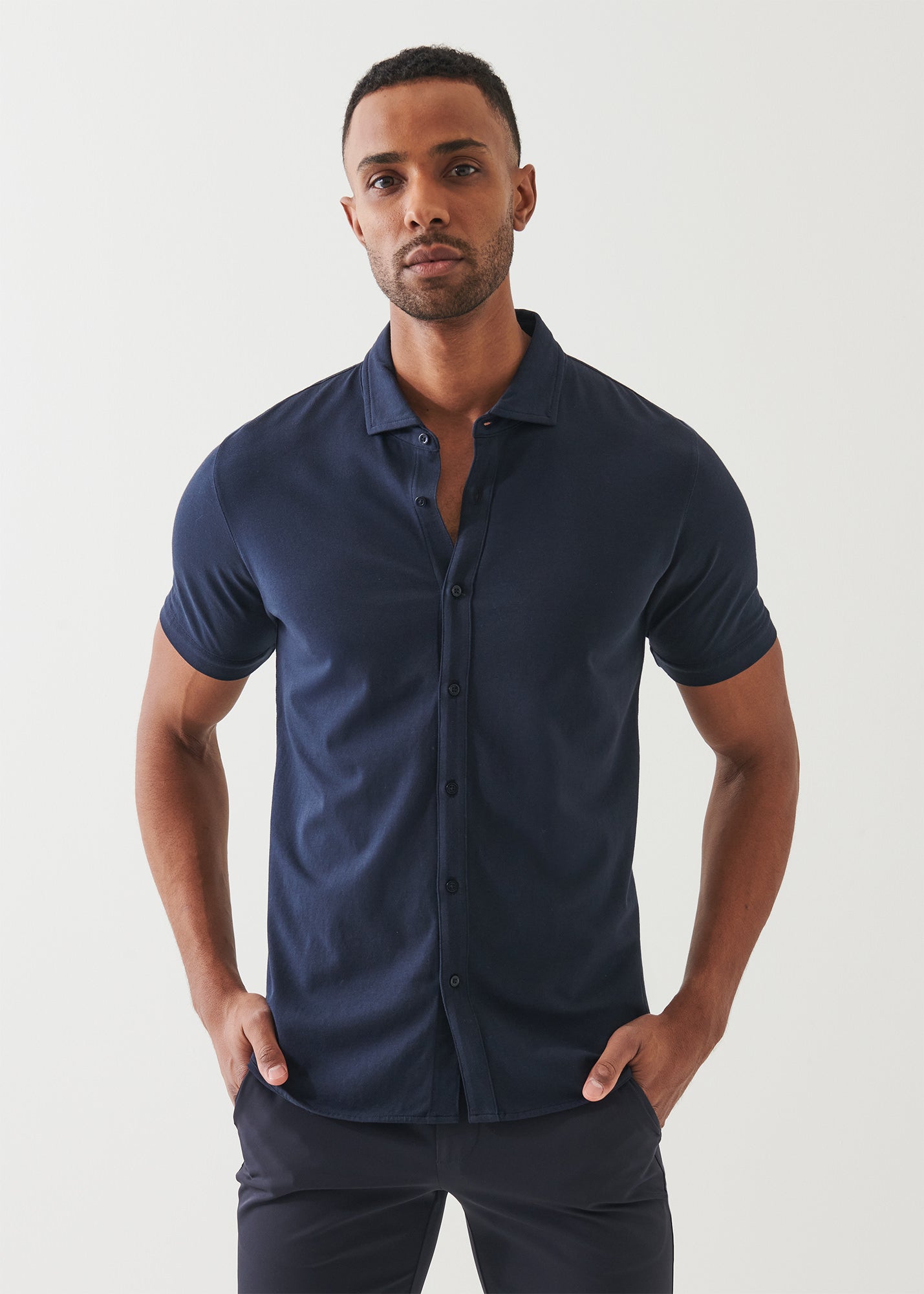 Pima Cotton Stretch Button Front Shirt - PATRICK ASSARAF