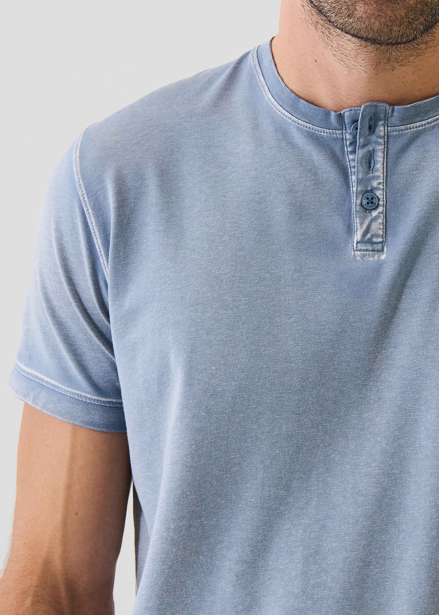 Pima Cotton Stretch Vintage Wash Henley T-Shirt - PATRICK ASSARAF