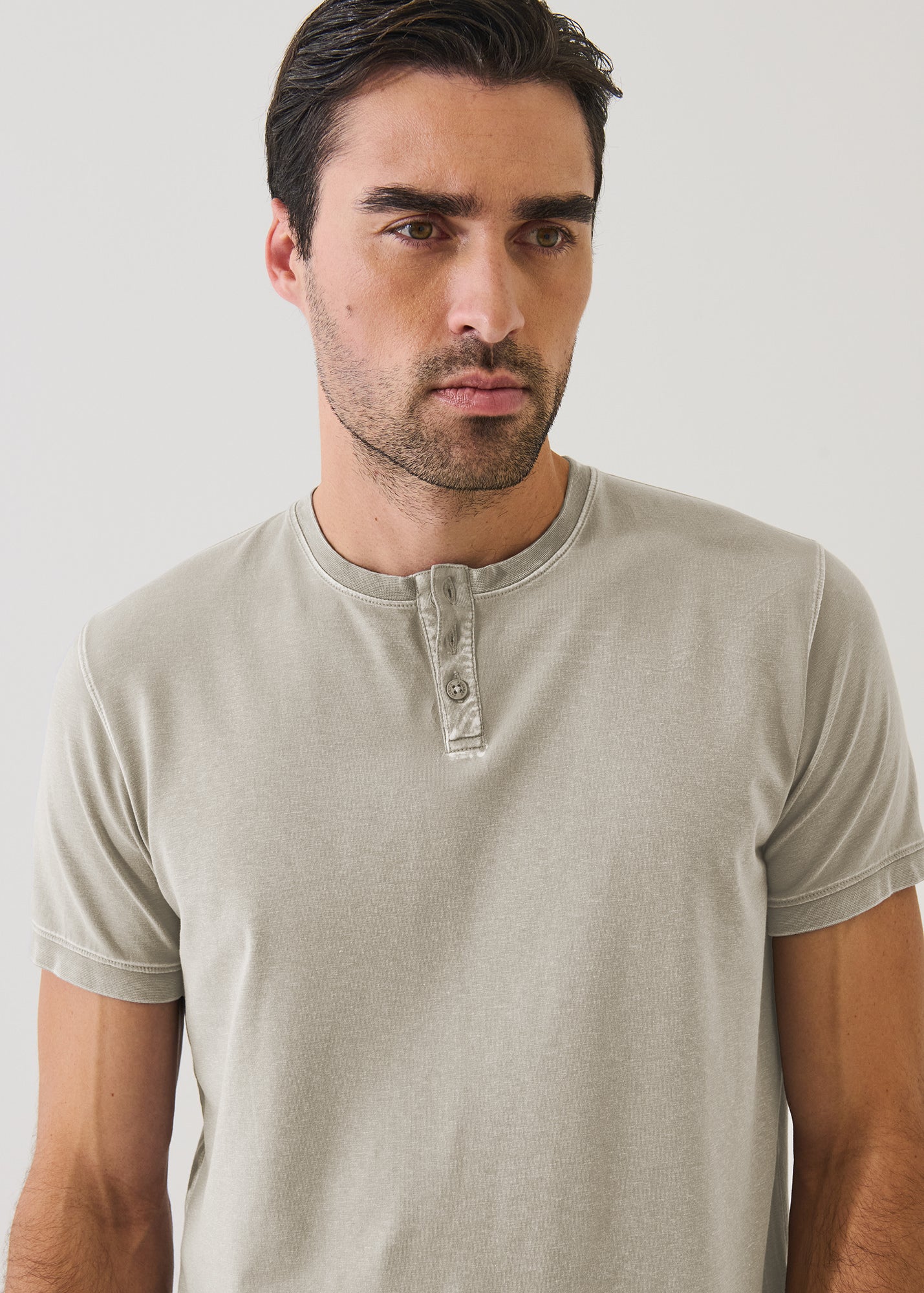 Pima Cotton Stretch Vintage Wash Henley T-Shirt - PATRICK ASSARAF