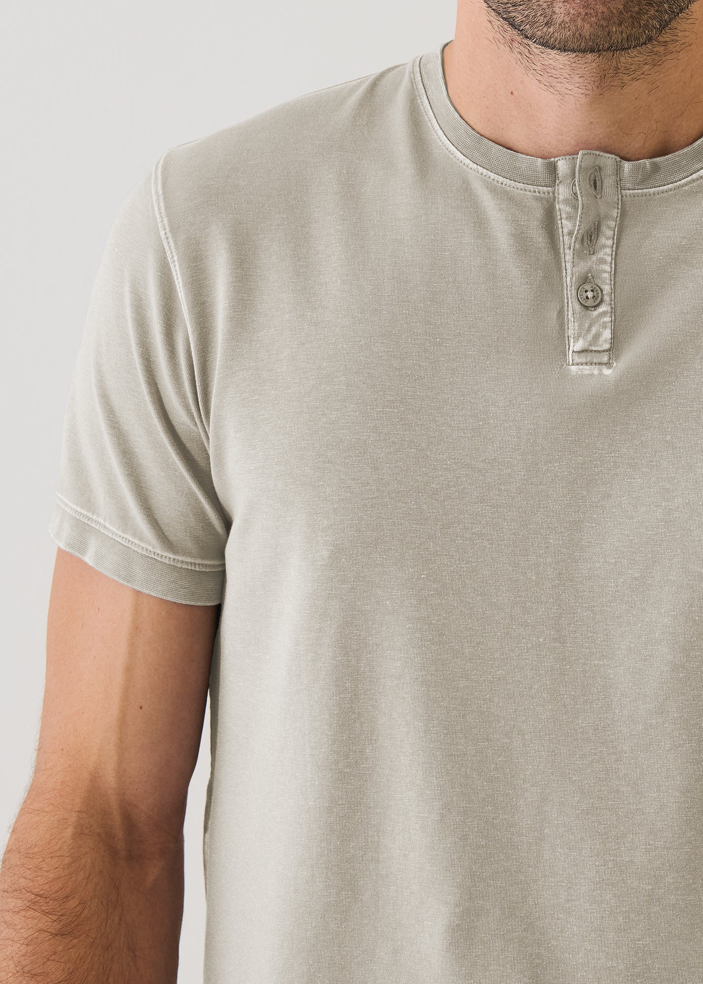 Pima Cotton Stretch Vintage Wash Henley T-Shirt - PATRICK ASSARAF