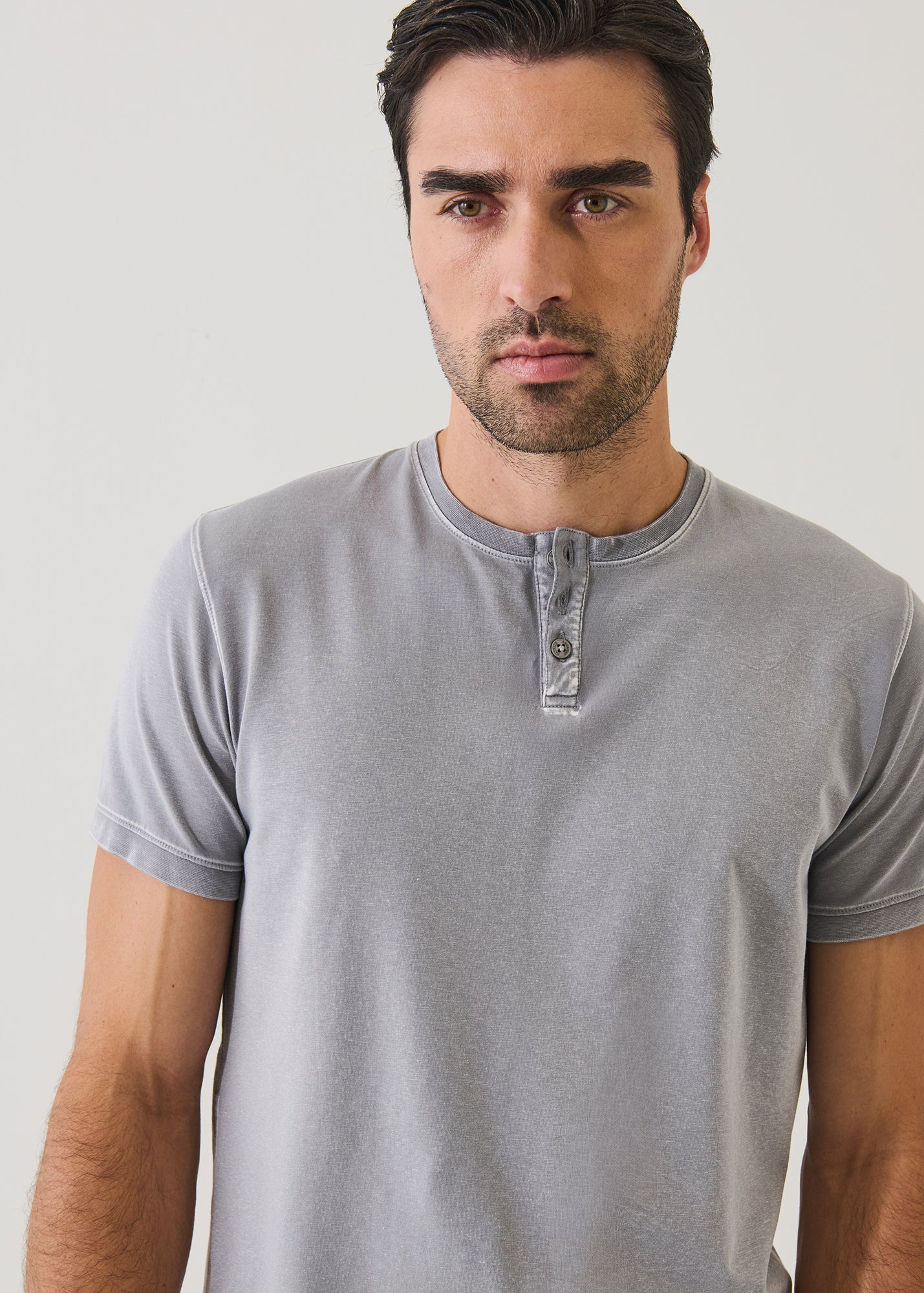 Pima Cotton Stretch Vintage Wash Henley T-Shirt - PATRICK ASSARAF