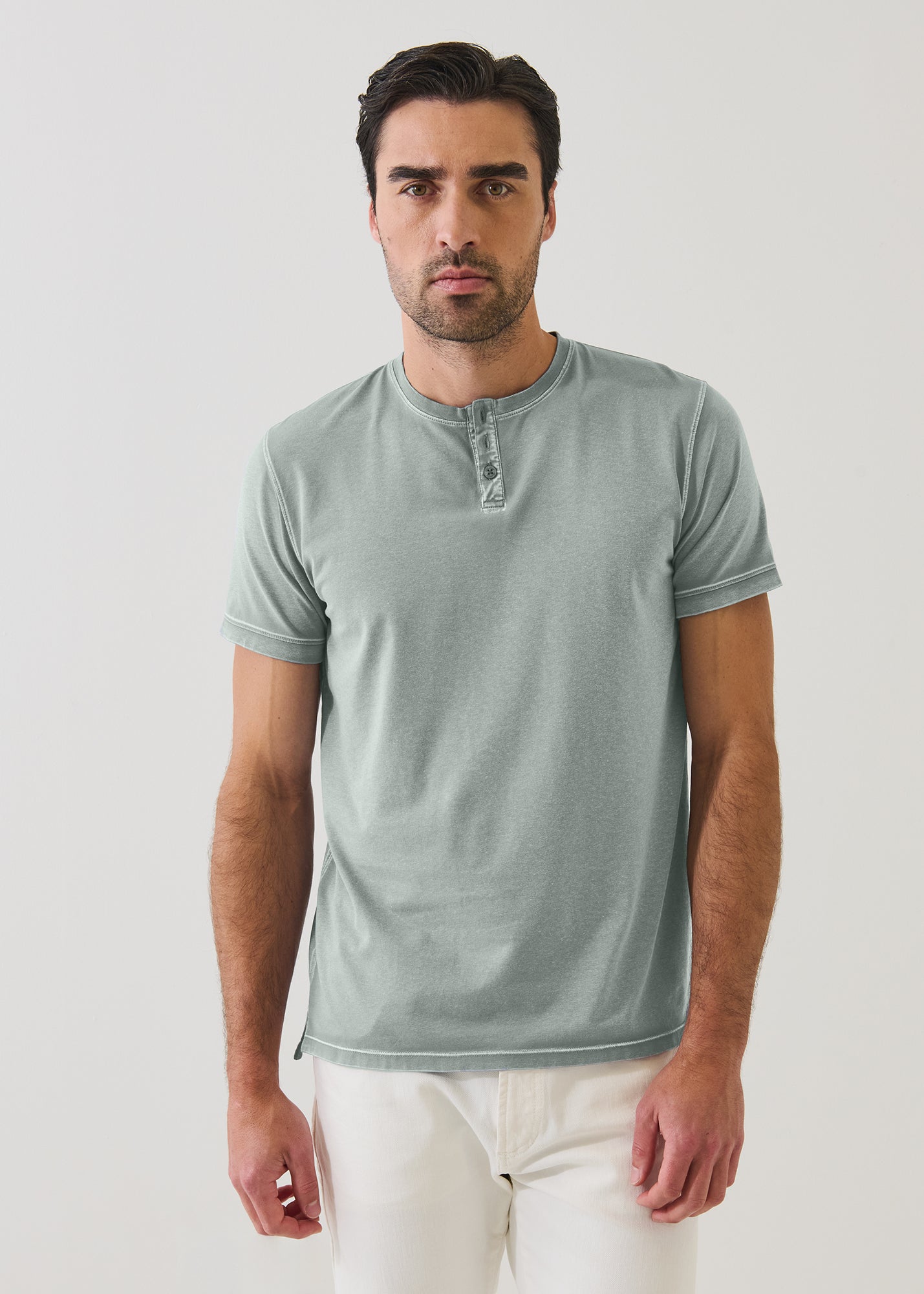 Pima Cotton Stretch Vintage Wash Henley T-Shirt - PATRICK ASSARAF