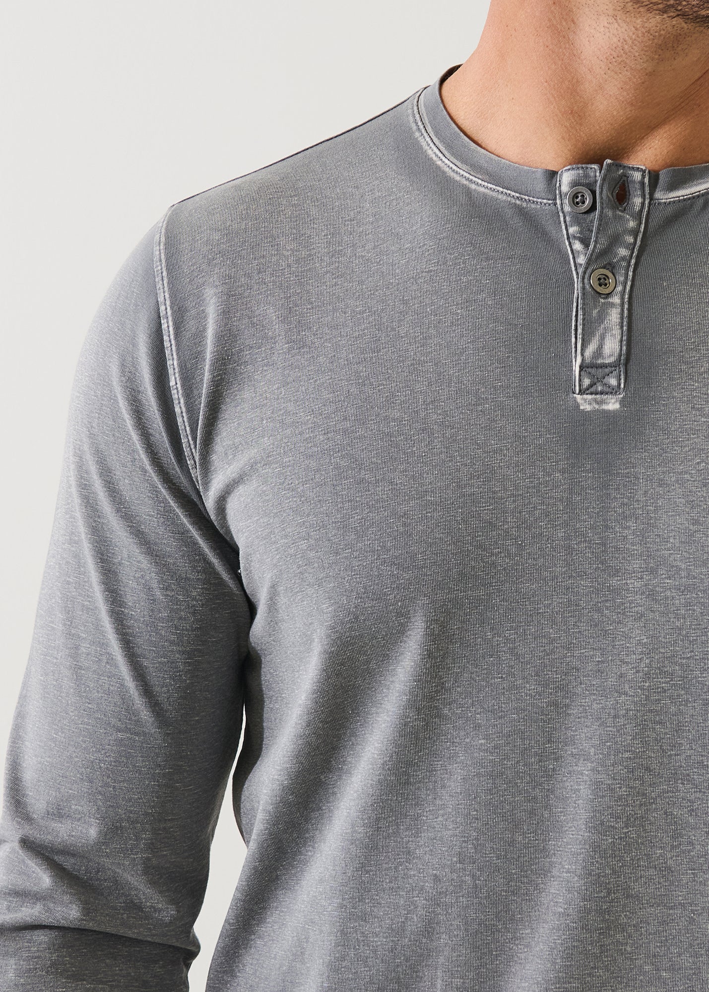 Pima Cotton Stretch Vintage Wash Henley