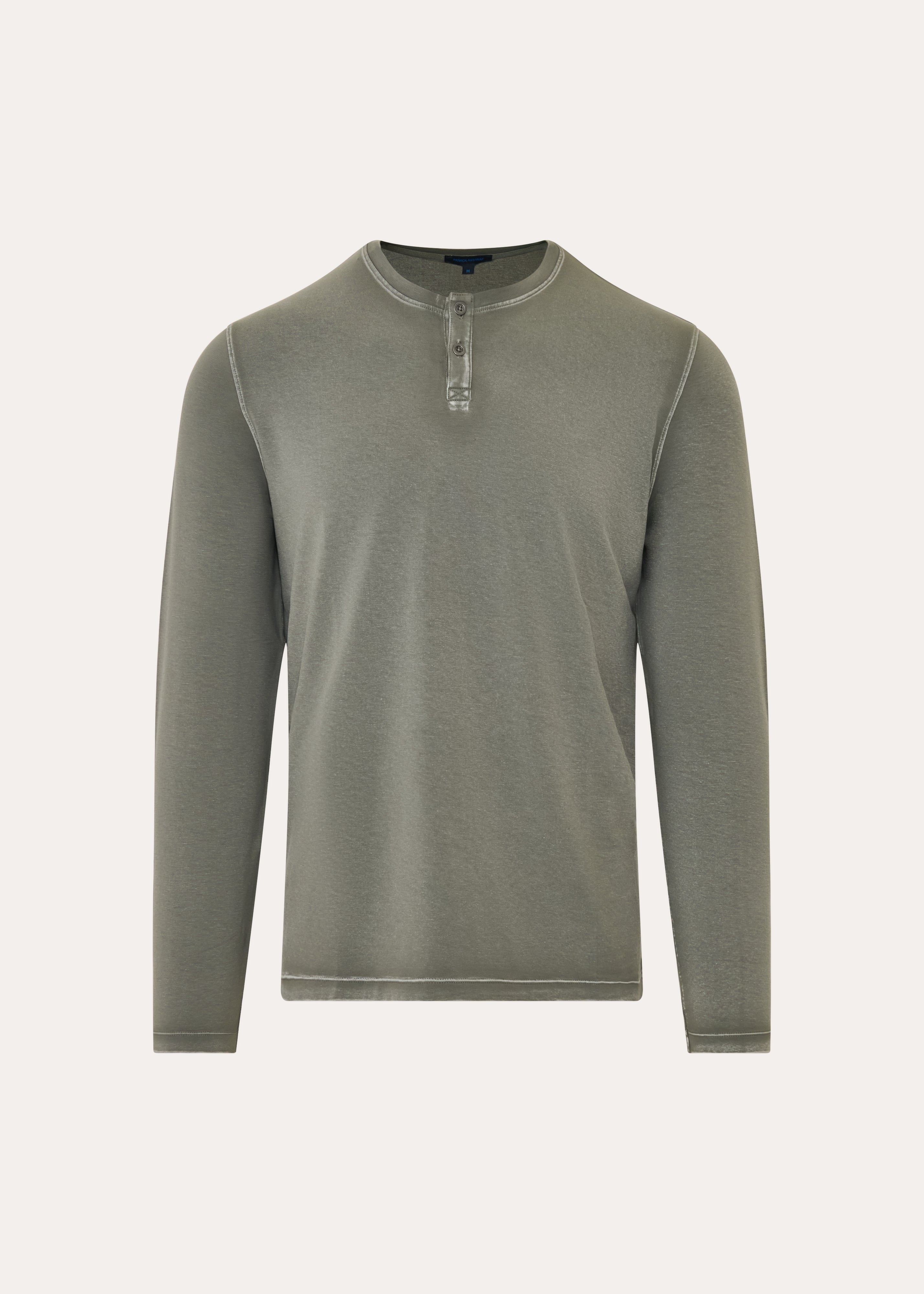 Pima Cotton Stretch Vintage Wash Henley - PATRICK ASSARAF
