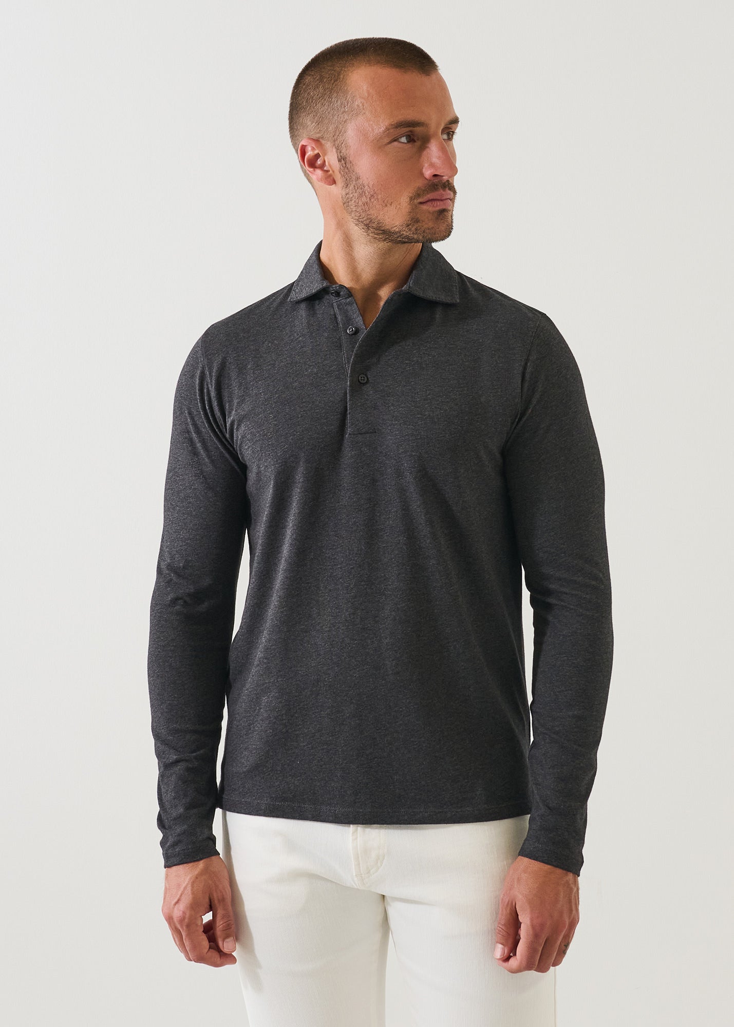 Pima Cotton Stretch Long Sleeve Polo