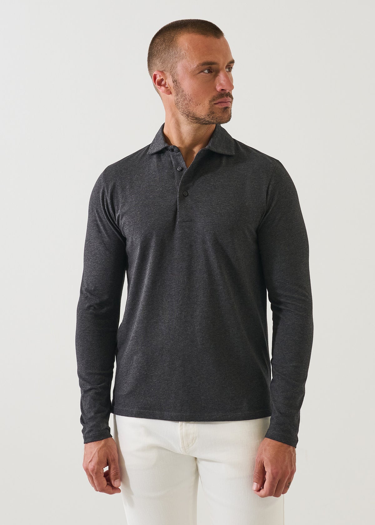 Pima Cotton Stretch Long Sleeve Polo - PATRICK ASSARAF