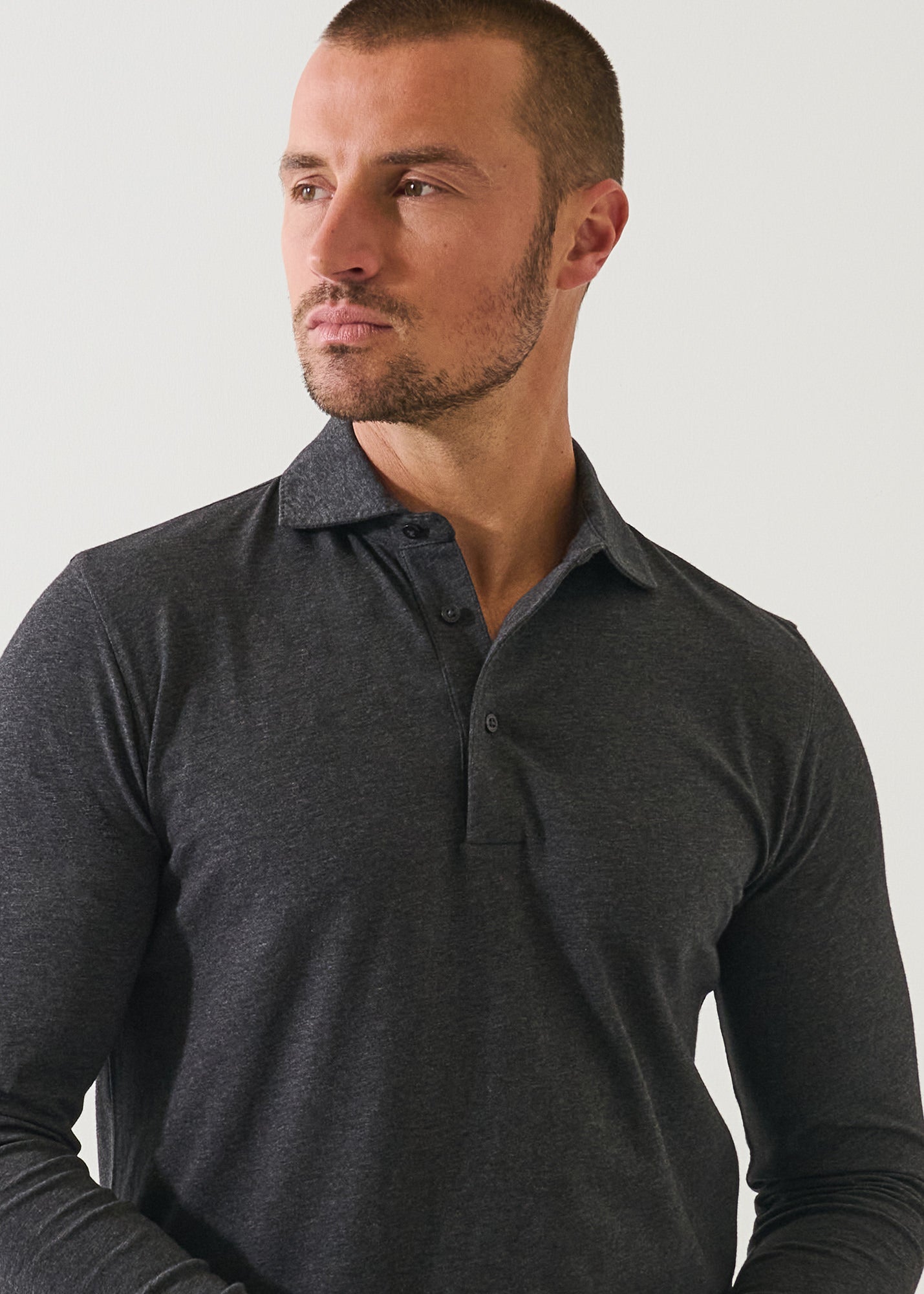Pima Cotton Stretch Long Sleeve Polo