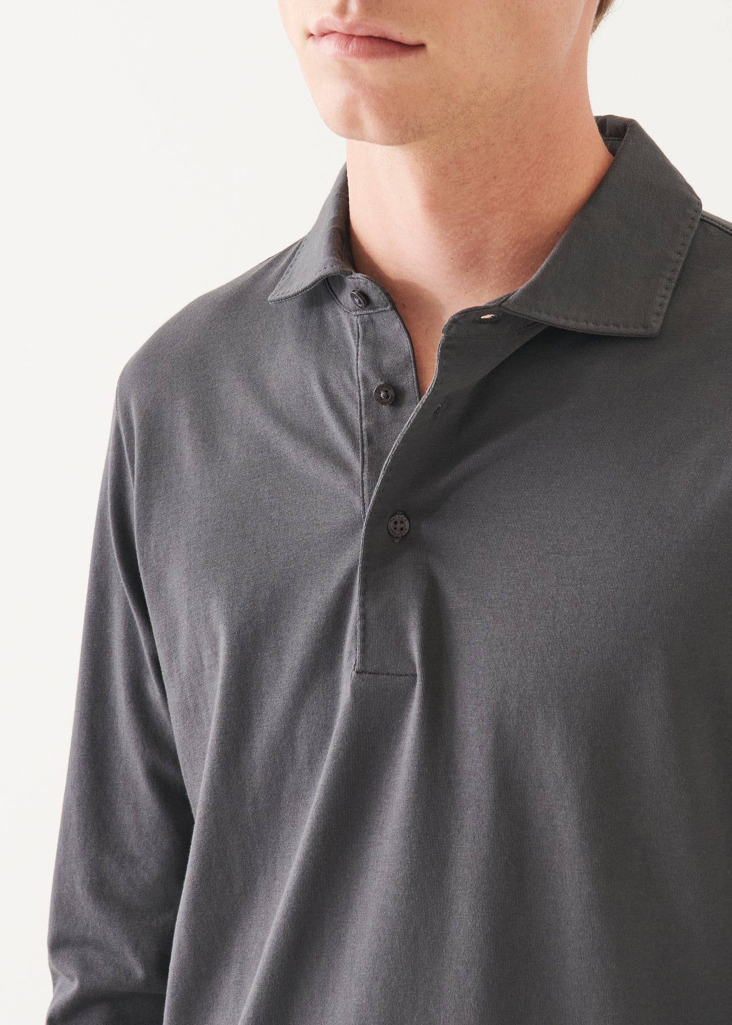 Pima Cotton Stretch Long Sleeve Polo