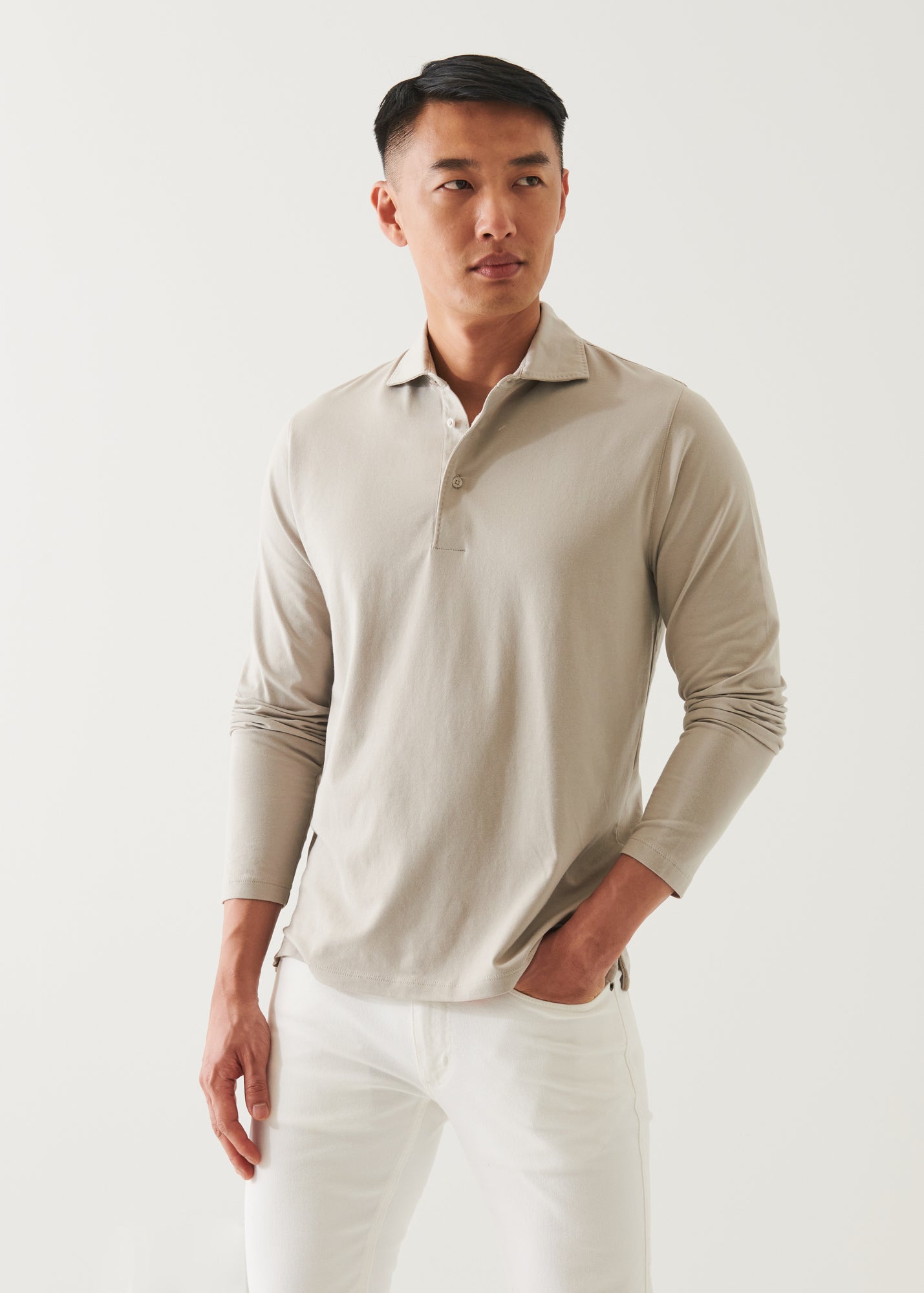 Pima Cotton Stretch Long Sleeve Polo