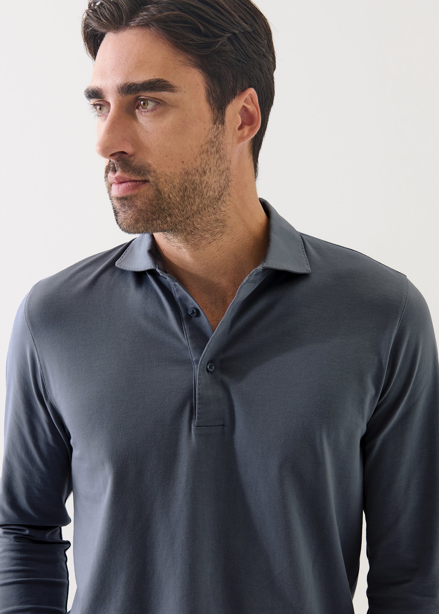 Pima Cotton Stretch Long Sleeve Polo