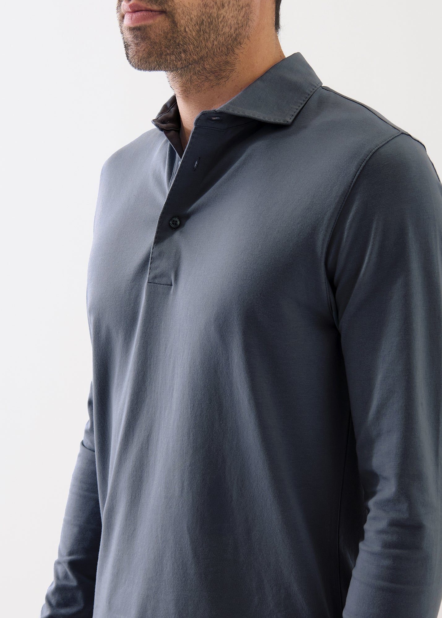 Pima Cotton Stretch Long Sleeve Polo