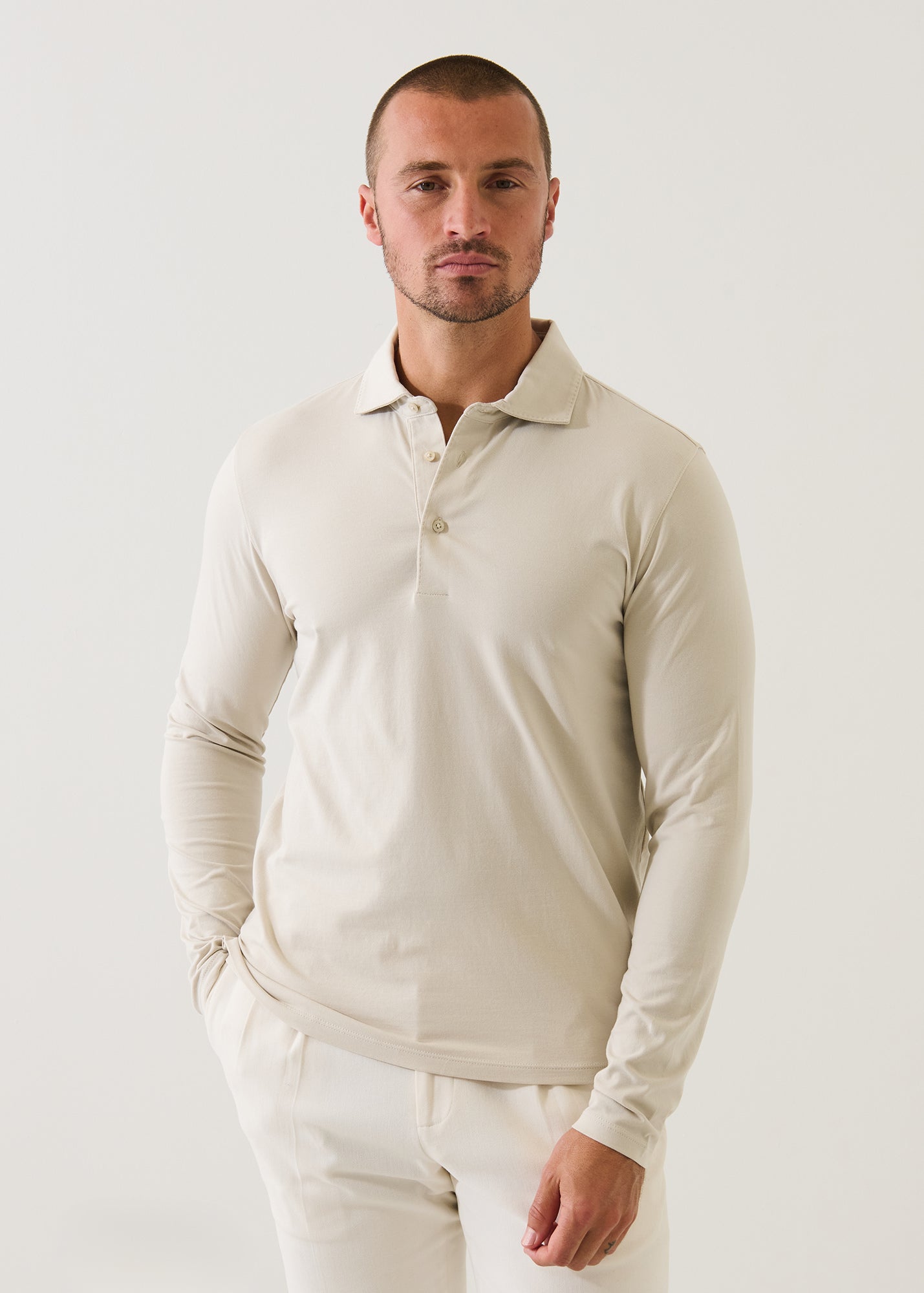 Pima Cotton Stretch Long Sleeve Polo