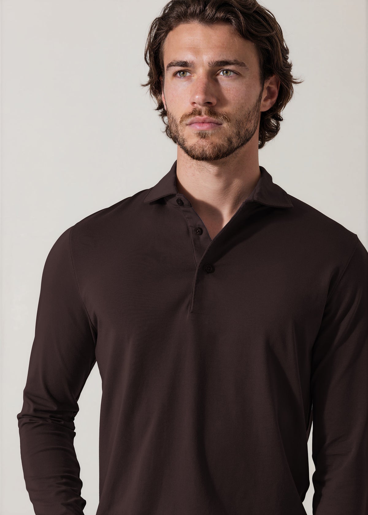 Pima Cotton Stretch Long Sleeve Polo - PATRICK ASSARAF