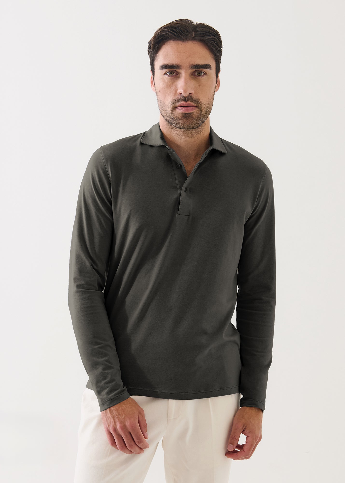Pima Cotton Stretch Long Sleeve Polo