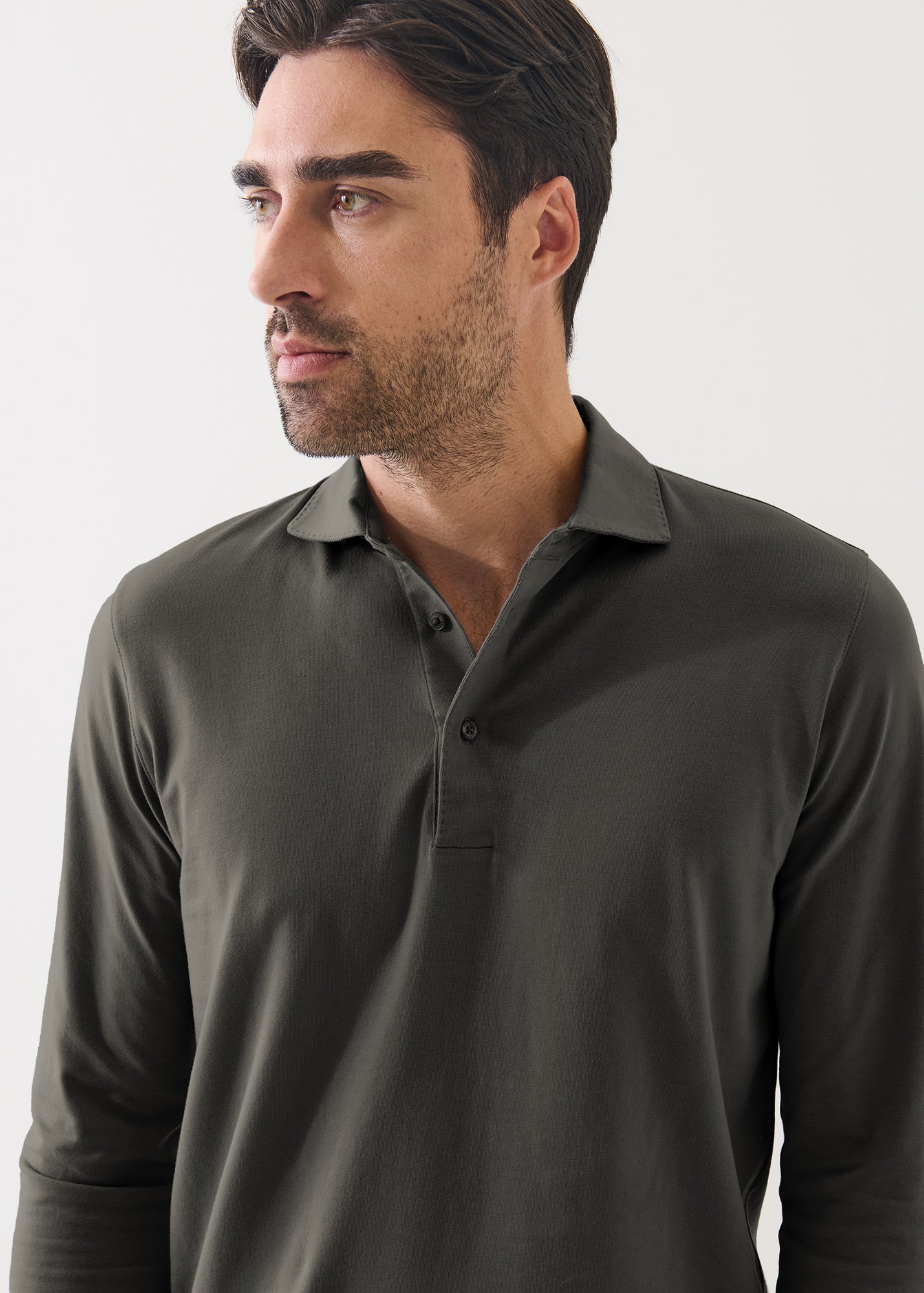 Pima Cotton Stretch Long Sleeve Polo