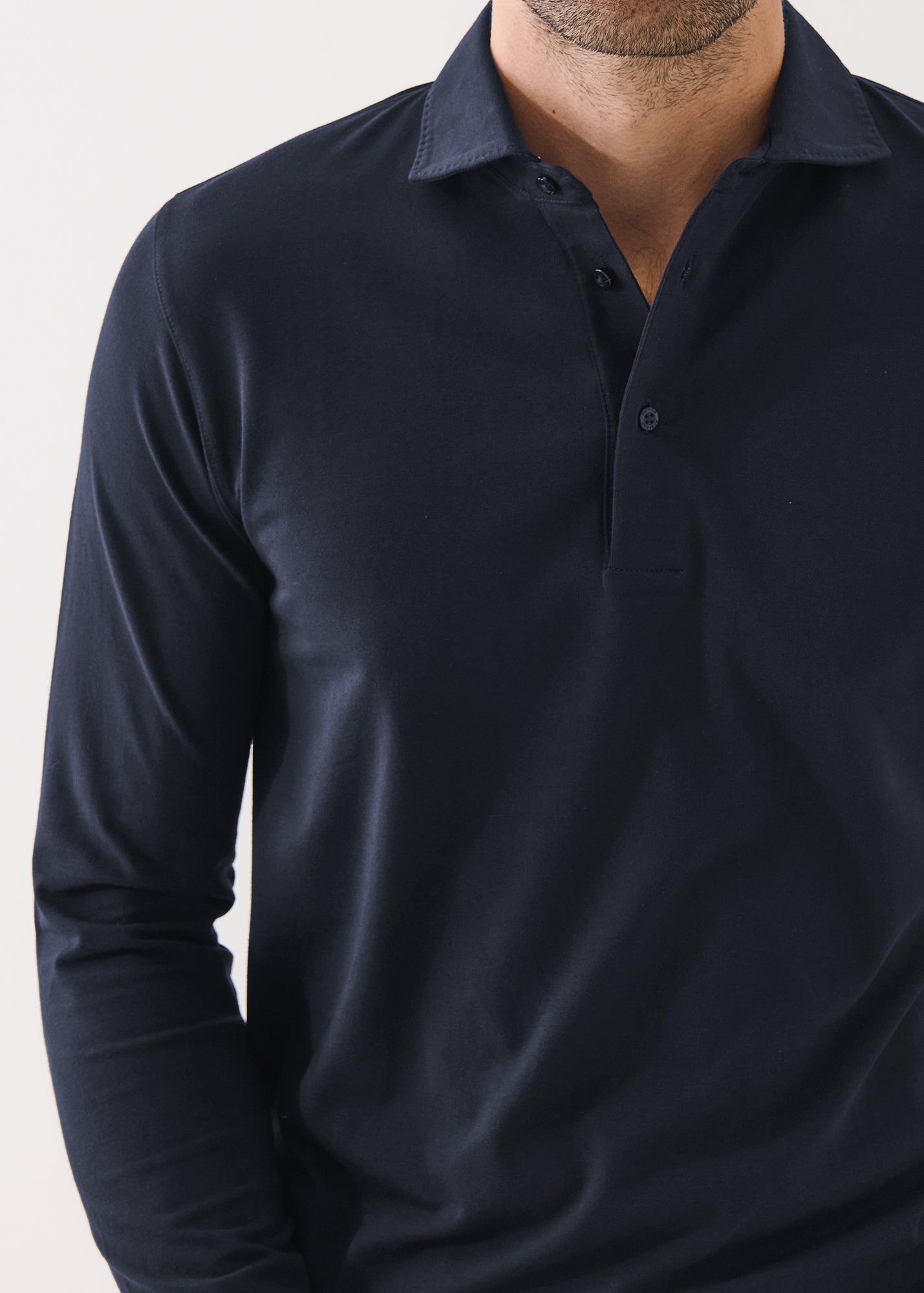 Pima Cotton Stretch Long Sleeve Polo