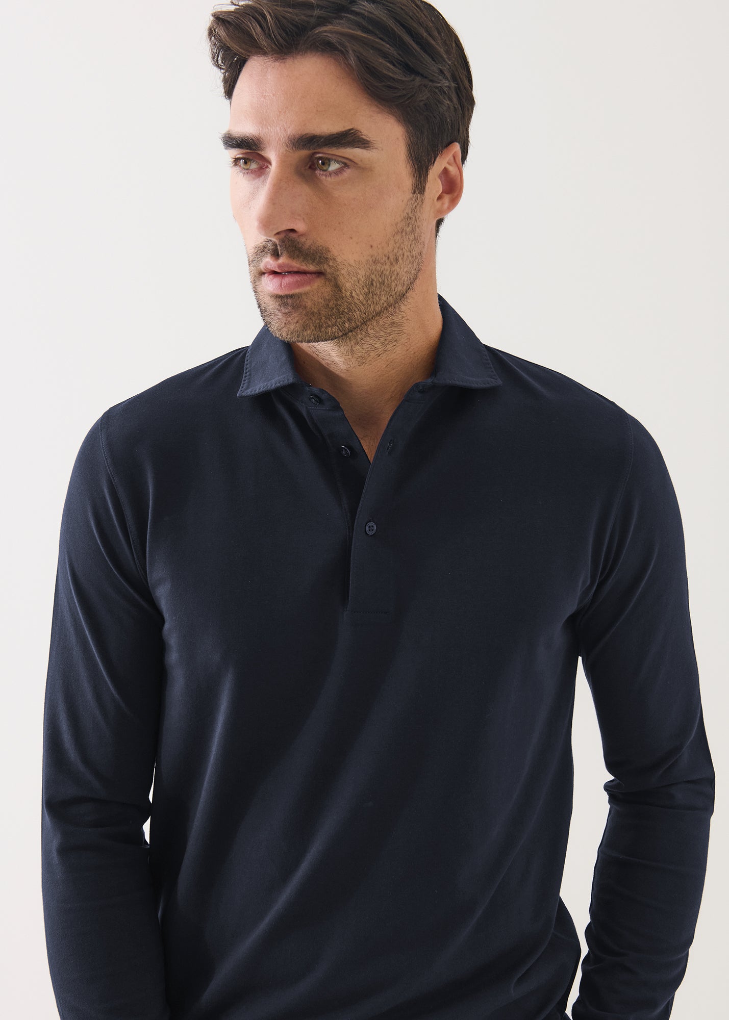 Pima Cotton Stretch Long Sleeve Polo