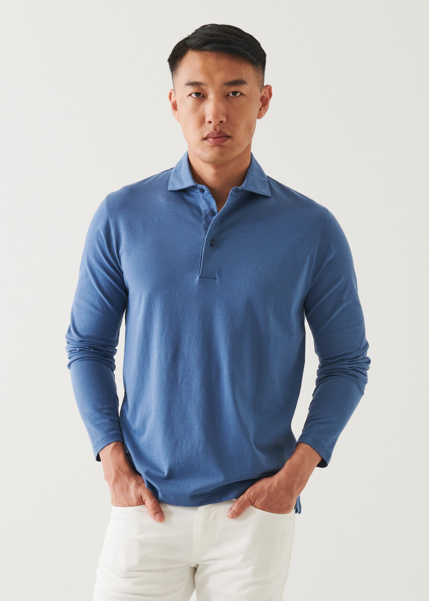 Pima Cotton Stretch Long Sleeve Polo