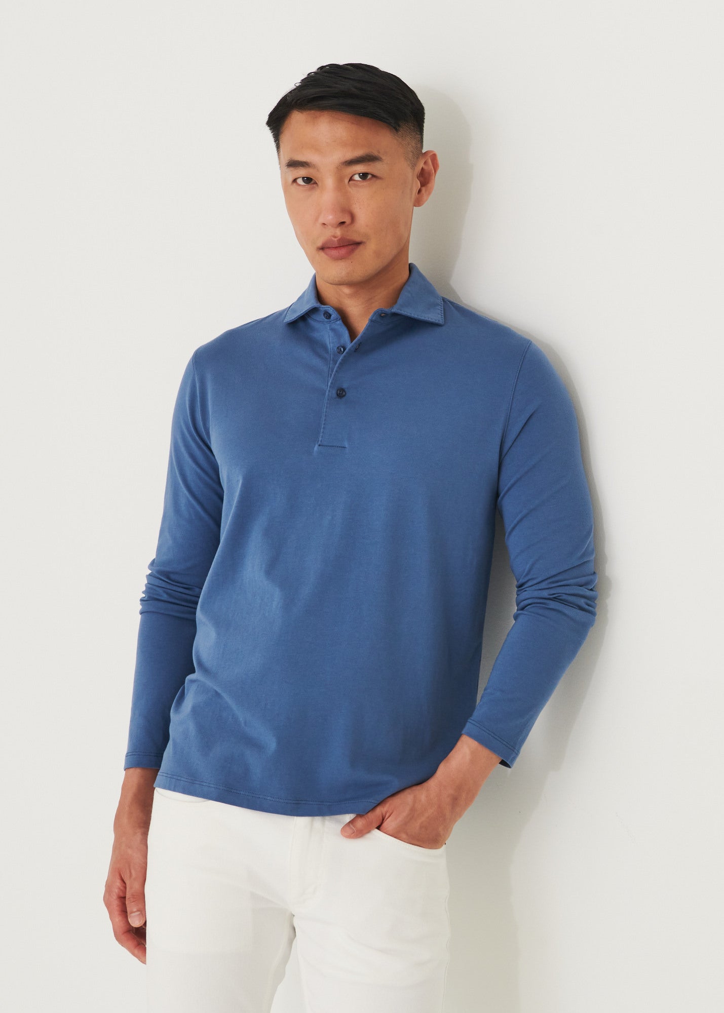Pima Cotton Stretch Long Sleeve Polo