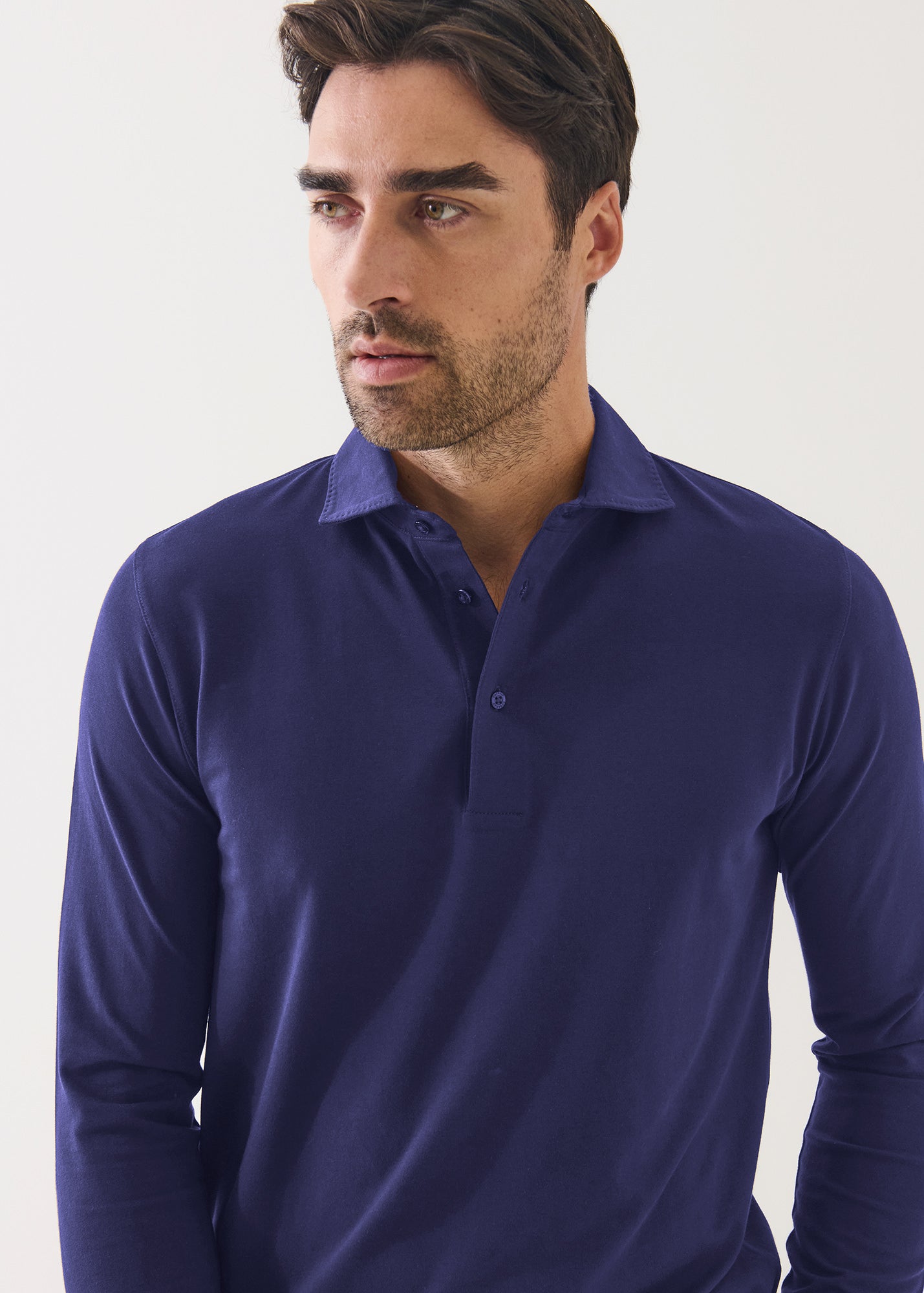 Pima Cotton Stretch Long Sleeve Polo