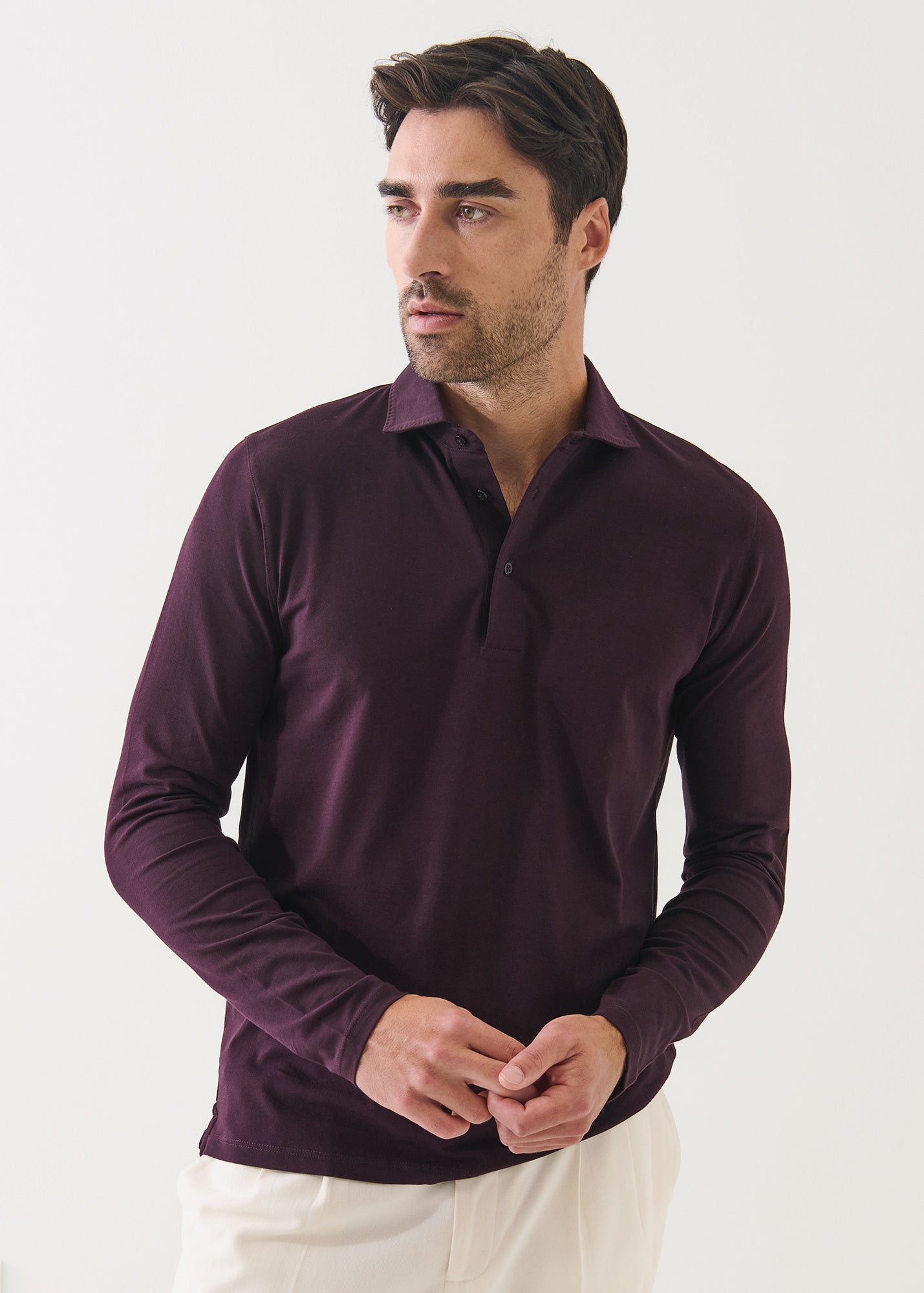 Pima Cotton Stretch Long Sleeve Polo