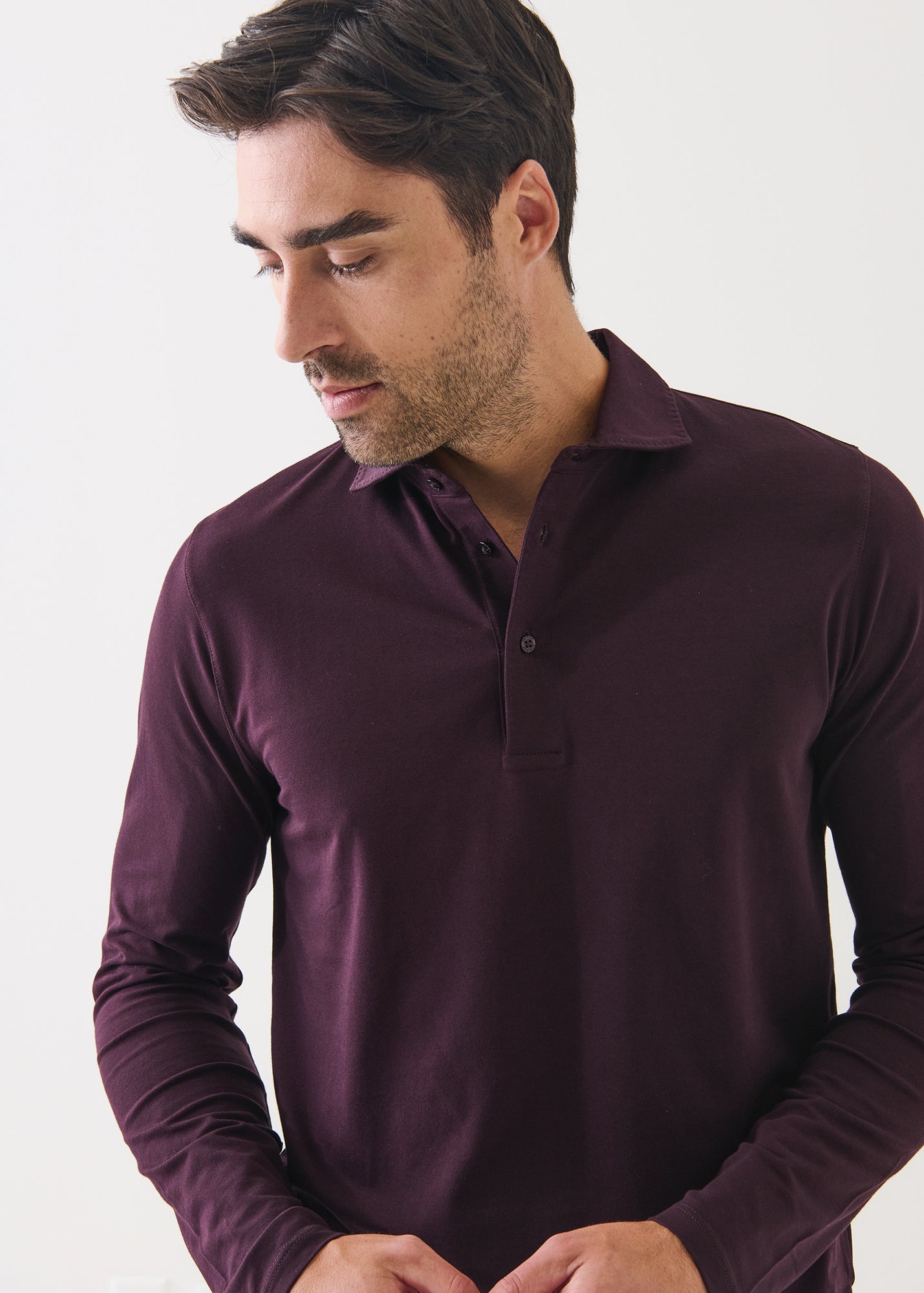 Pima Cotton Stretch Long Sleeve Polo