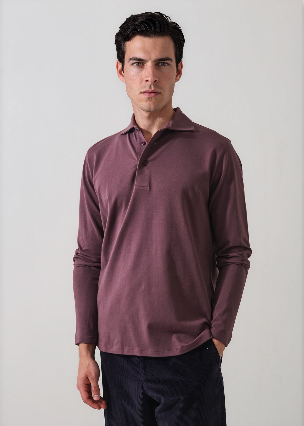 Pima Cotton Stretch Long Sleeve Polo - PATRICK ASSARAF