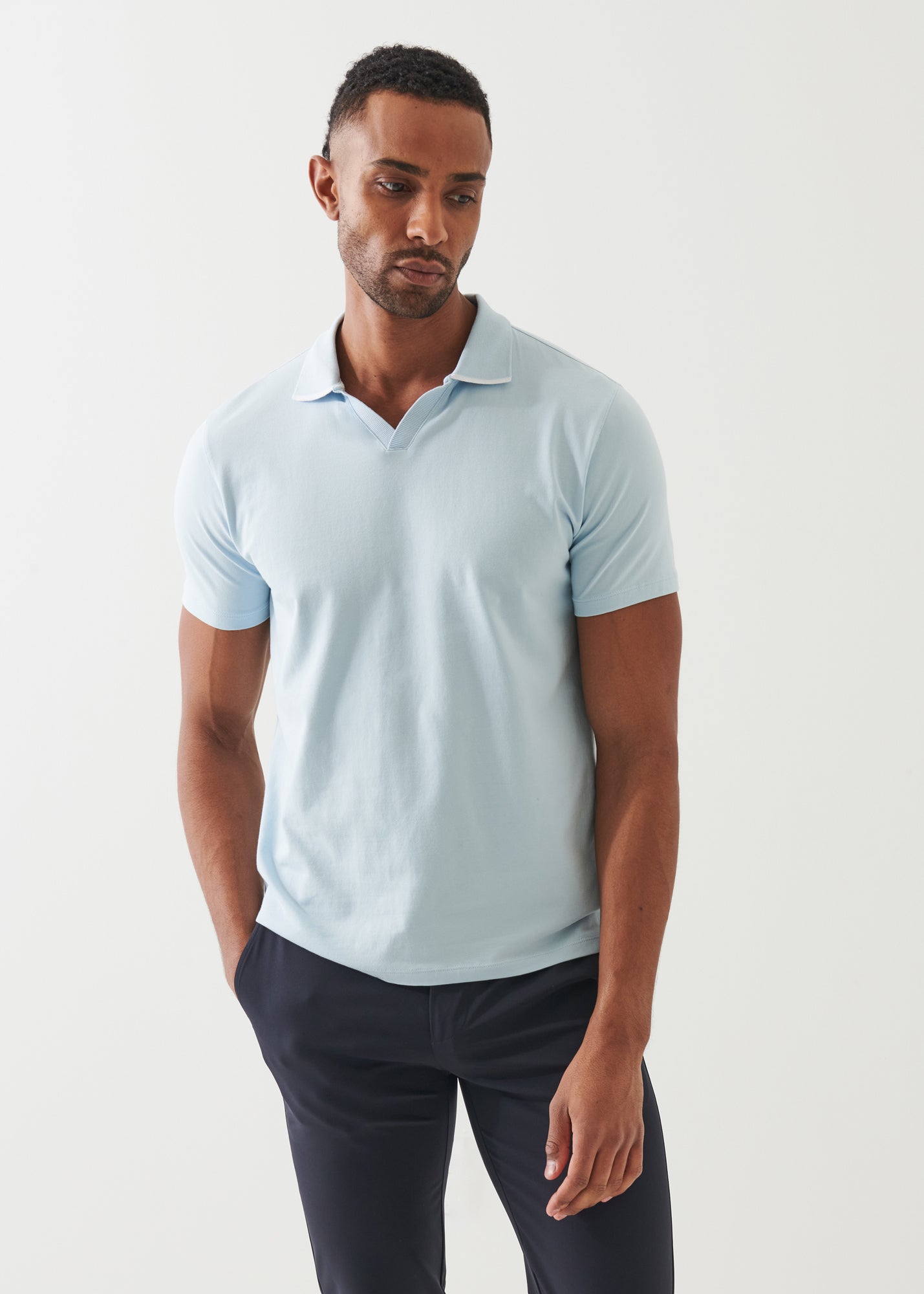 Pima Cotton Stretch Tipped Open Polo - PATRICK ASSARAF