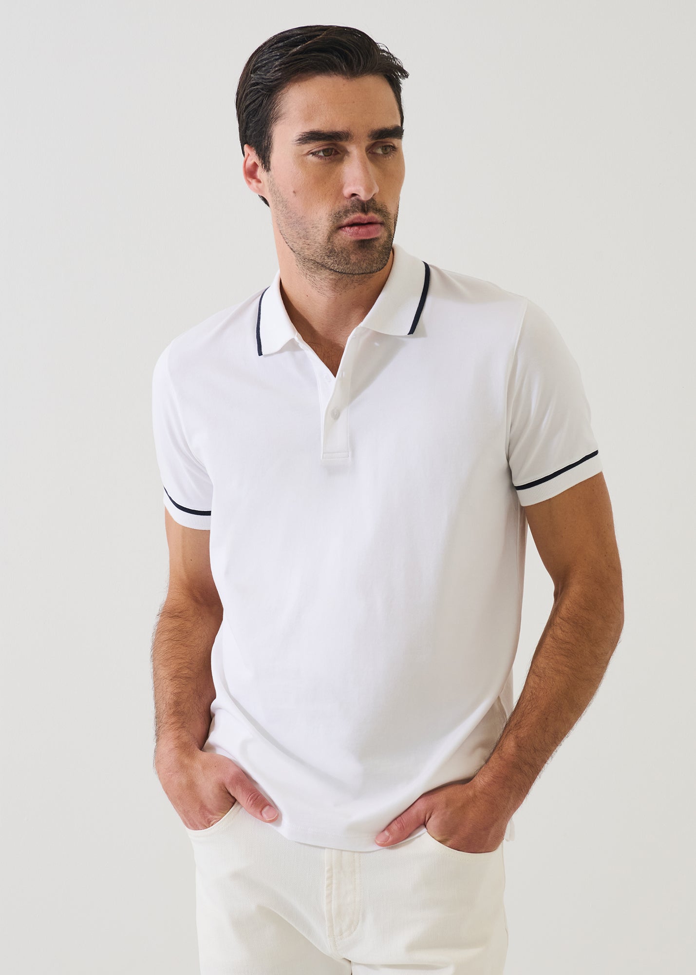 Pima Cotton Stretch Tipped Polo - PATRICK ASSARAF