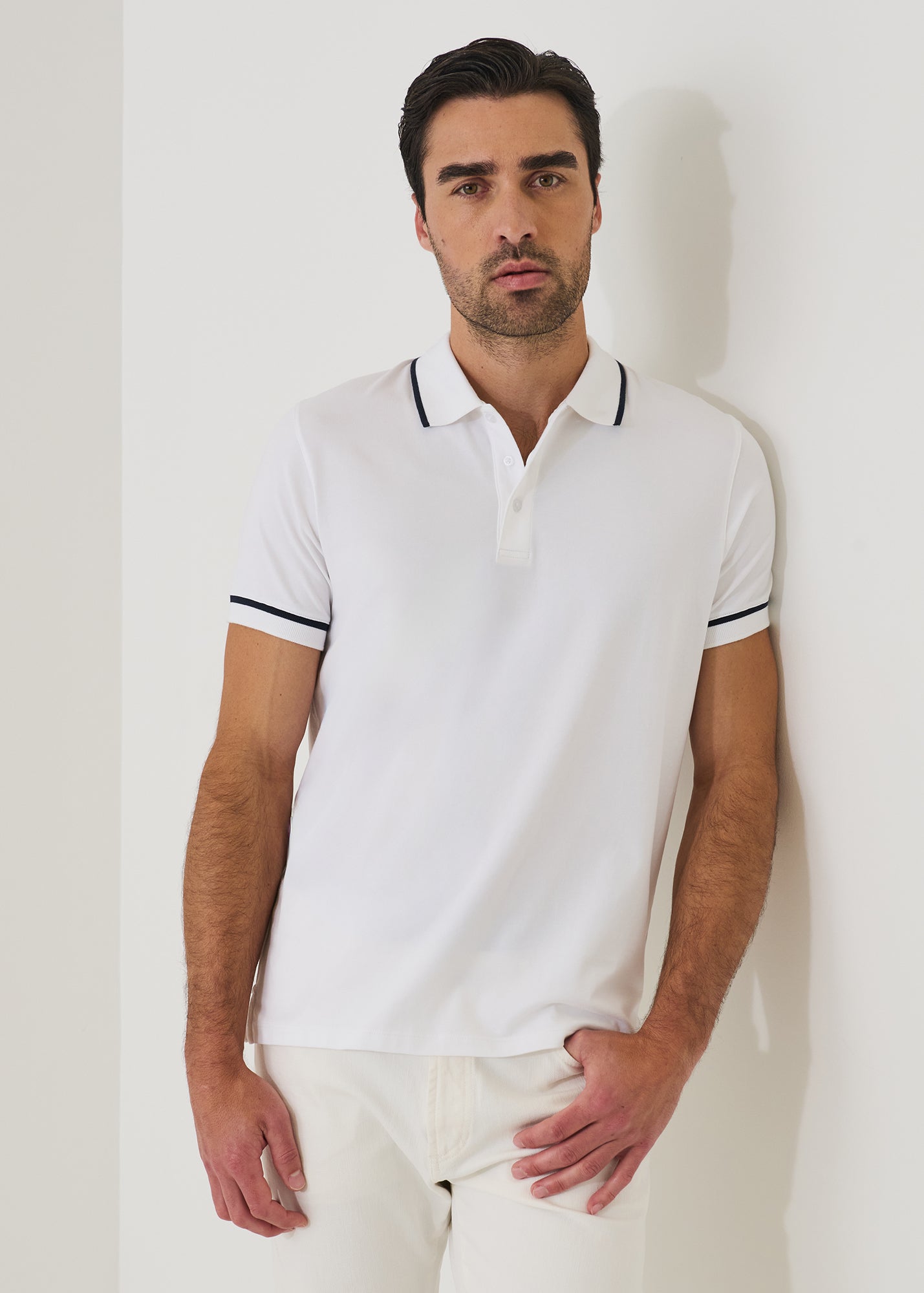 Pima Cotton Stretch Tipped Polo - PATRICK ASSARAF