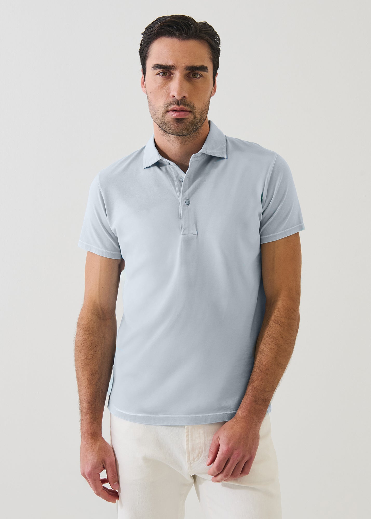 Pima Cotton Stretch Vintage Wash Short Sleeve Polo - PATRICK ASSARAF