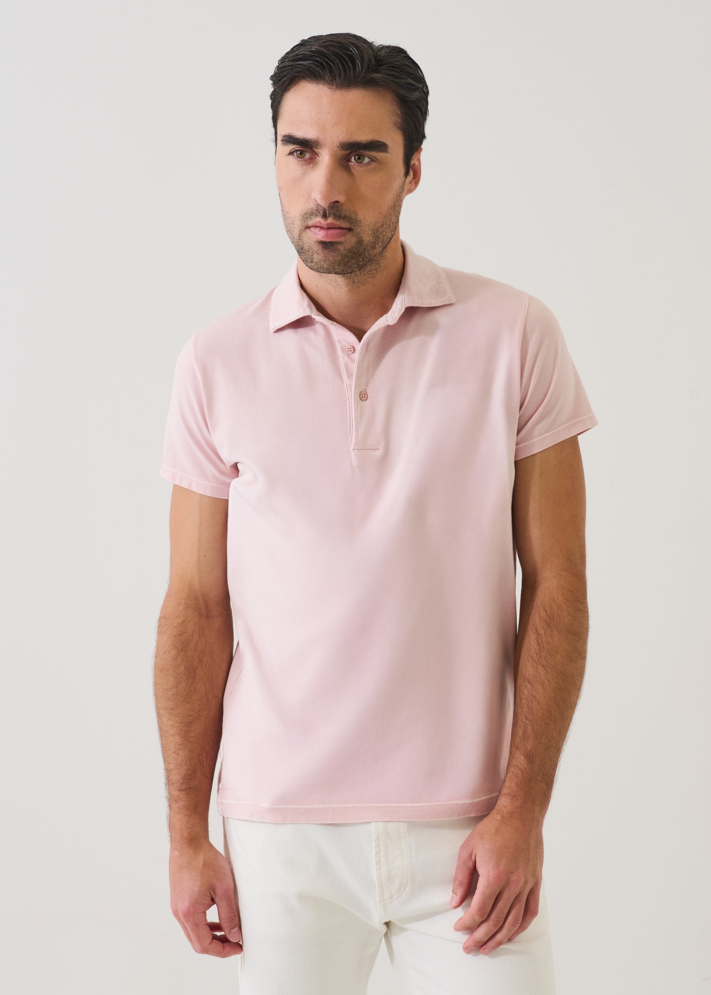 Pima Cotton Stretch Vintage Wash Short Sleeve Polo - PATRICK ASSARAF