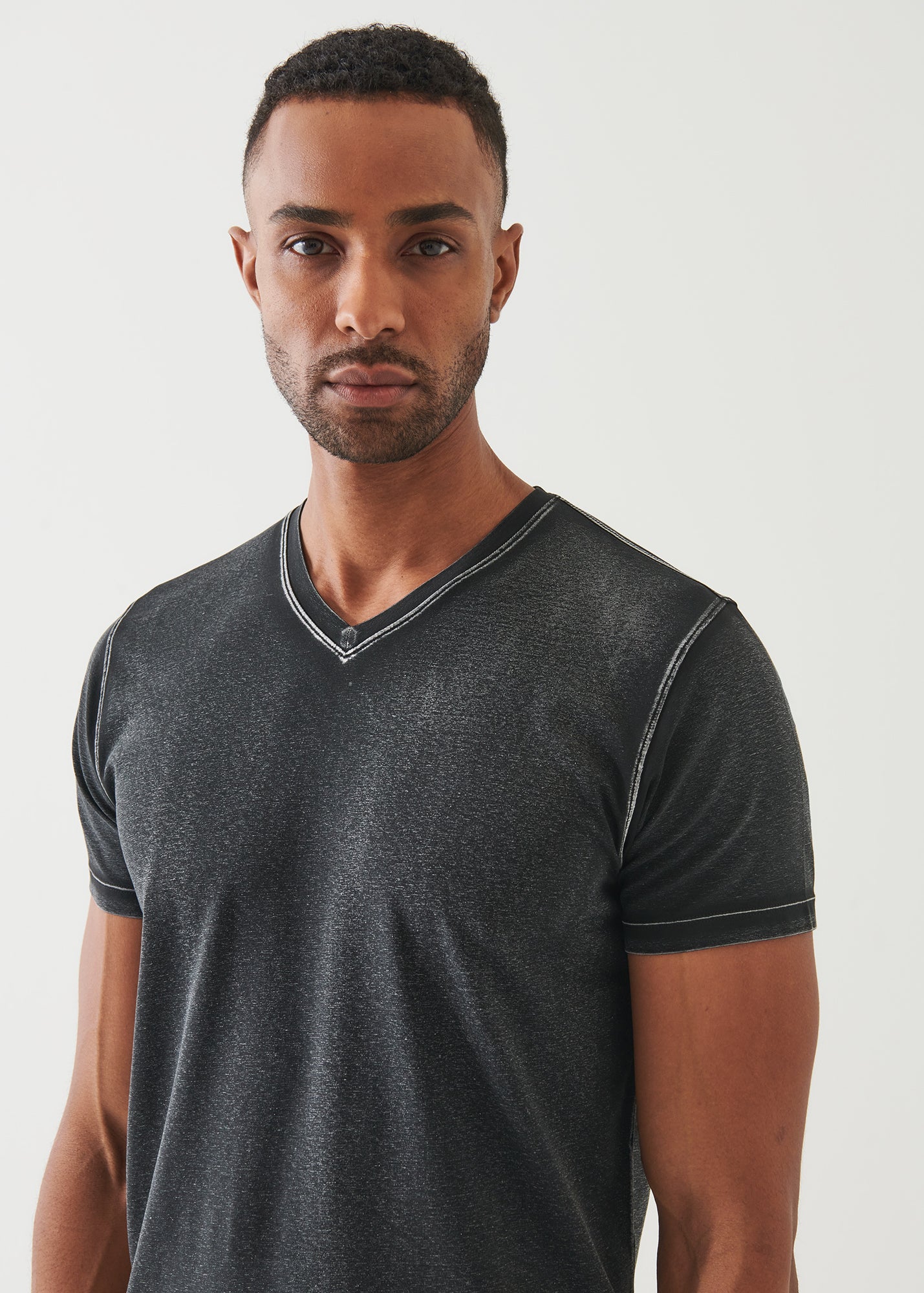 Pima Cotton Stretch Vintage Wash V-Neck T-Shirt