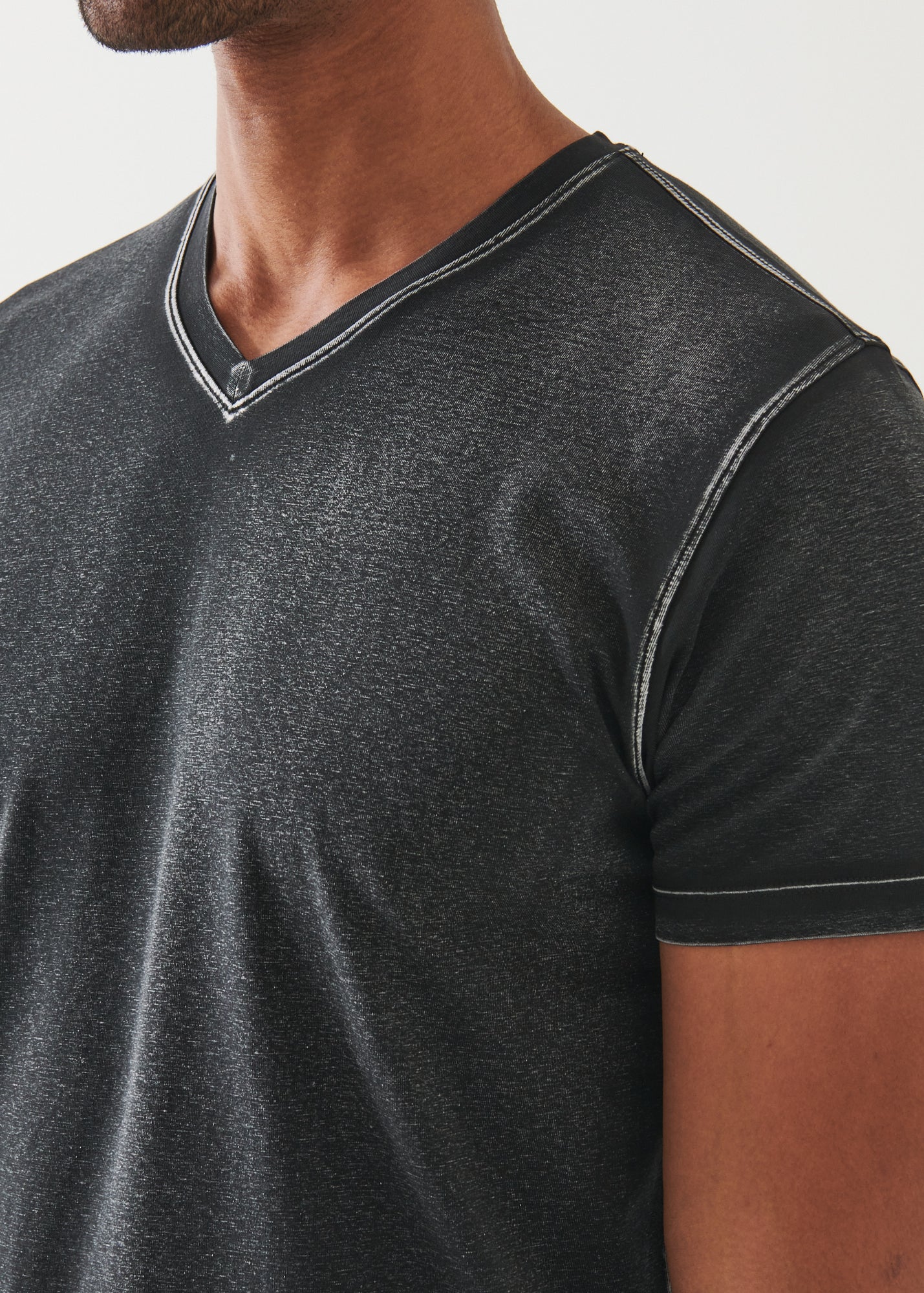 Pima Cotton Stretch Vintage Wash V-Neck T-Shirt