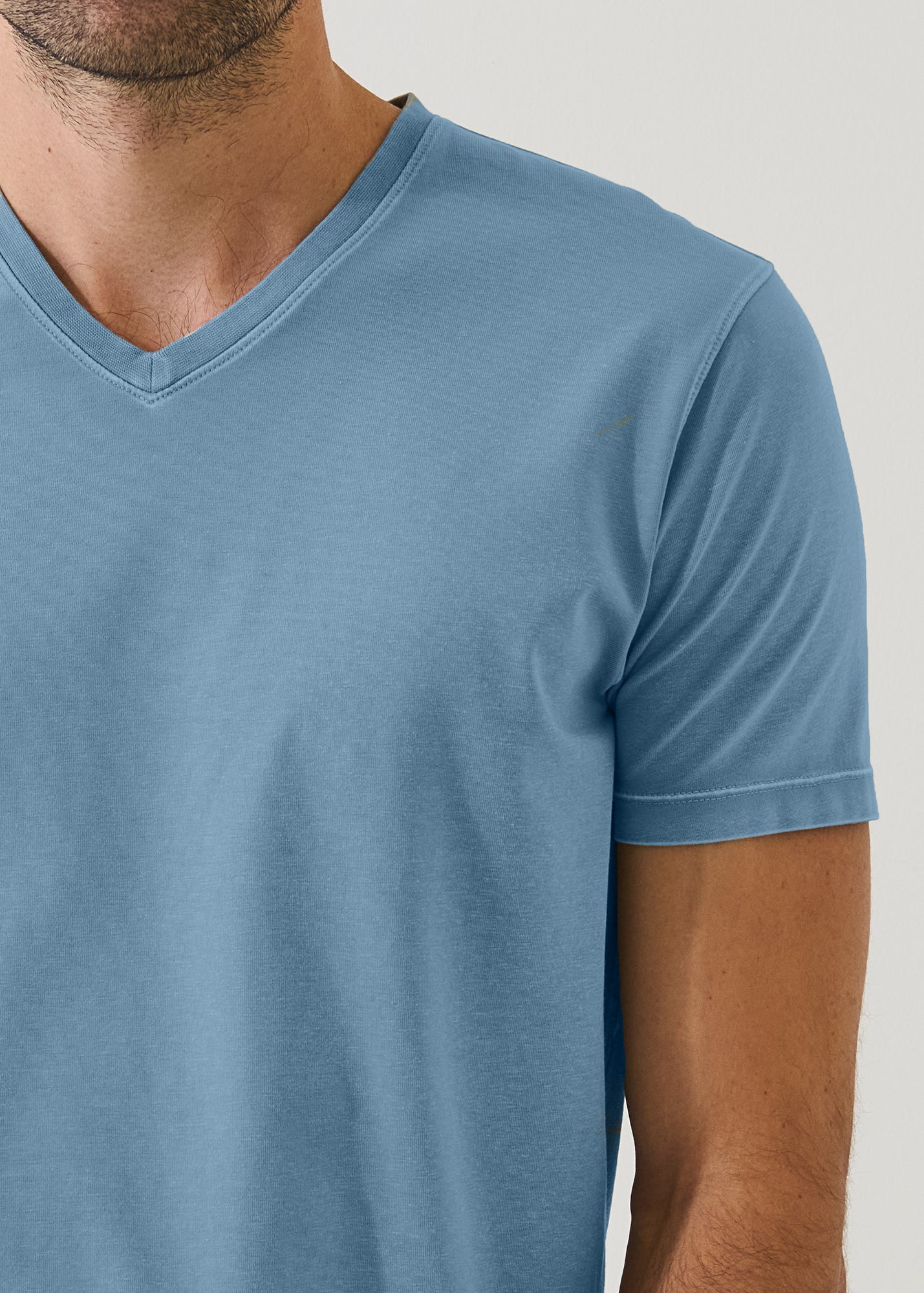 Pima Cotton Stretch Vintage Wash V-Neck T-Shirt - PATRICK ASSARAF