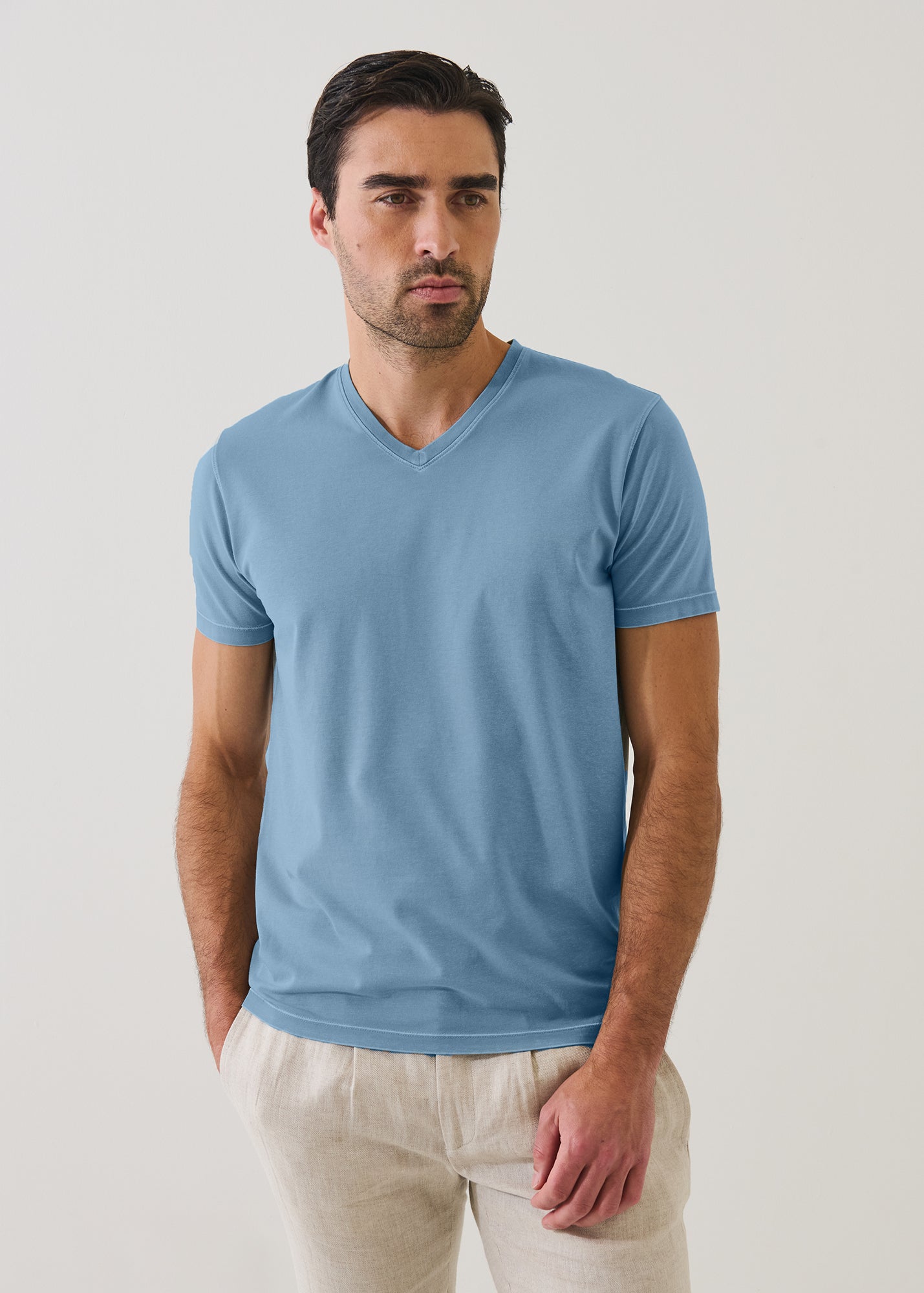 Pima Cotton Stretch Vintage Wash V-Neck T-Shirt - PATRICK ASSARAF