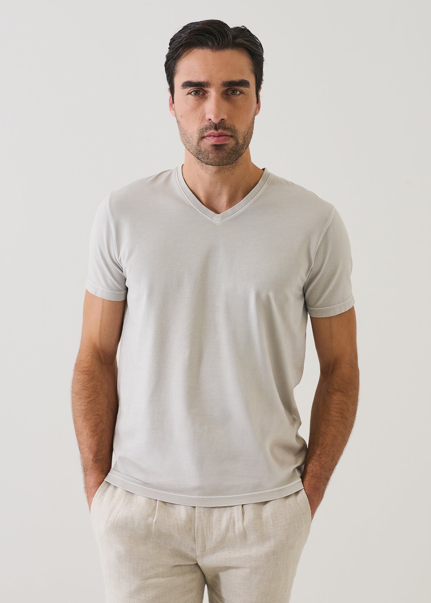 Pima Cotton Stretch Vintage Wash V-Neck T-Shirt - PATRICK ASSARAF