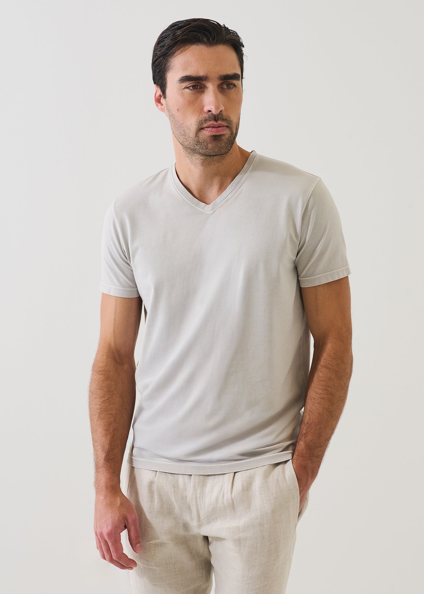 Pima Cotton Stretch Vintage Wash V-Neck T-Shirt - PATRICK ASSARAF