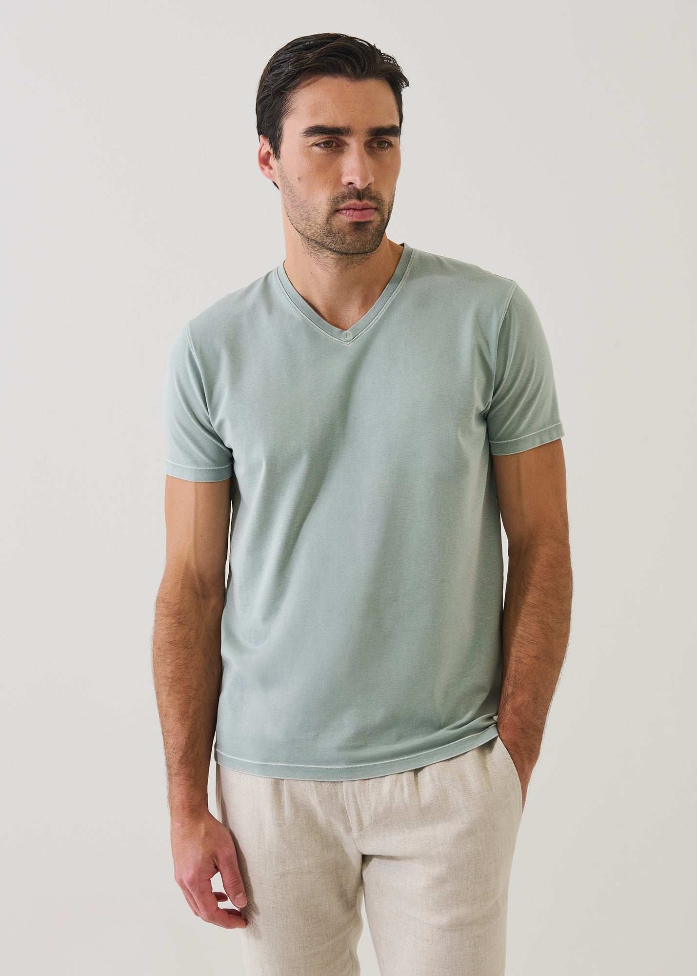 Pima Cotton Stretch Vintage Wash V-Neck T-Shirt - PATRICK ASSARAF