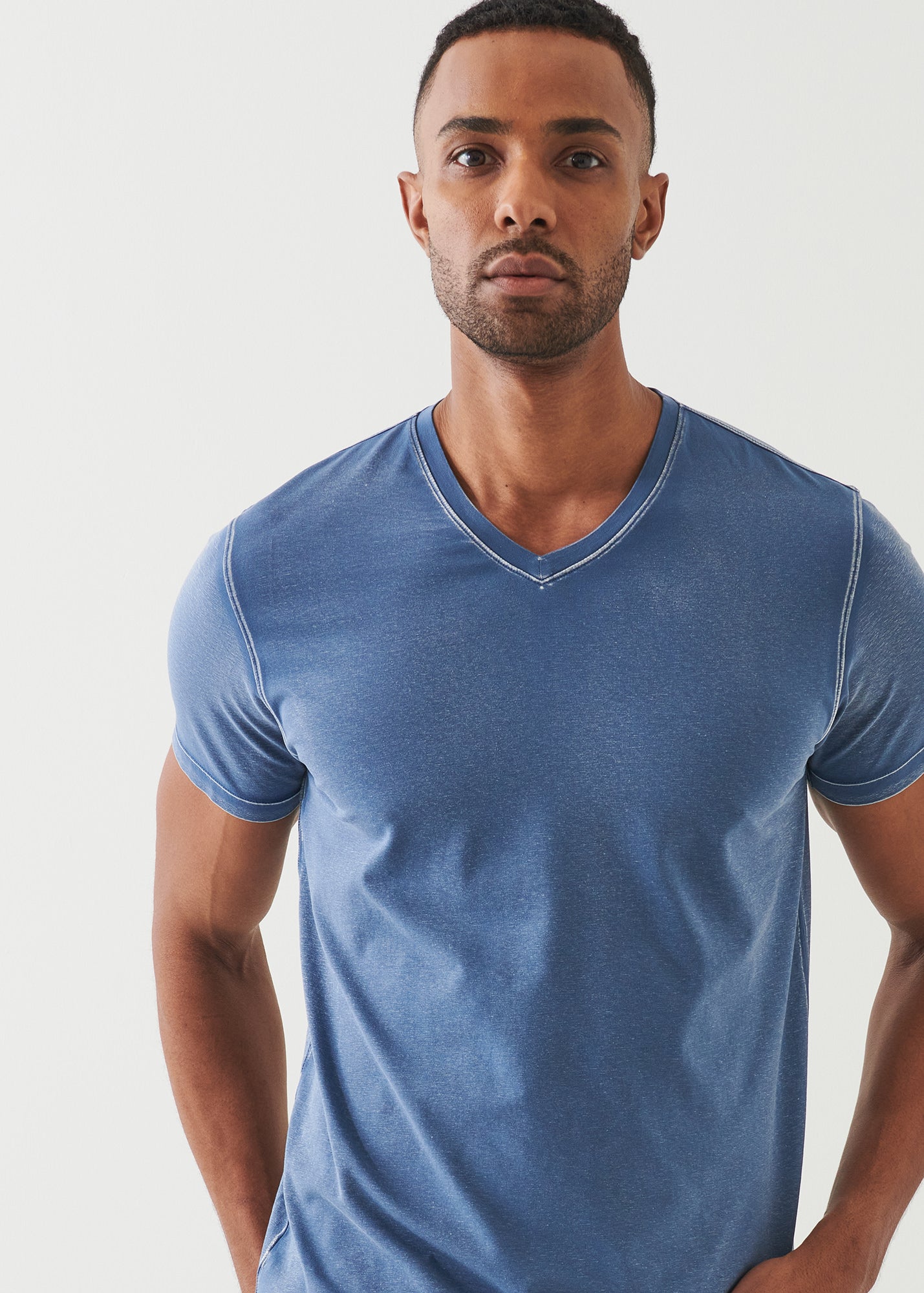 Pima Cotton Stretch Vintage Wash V-Neck T-Shirt