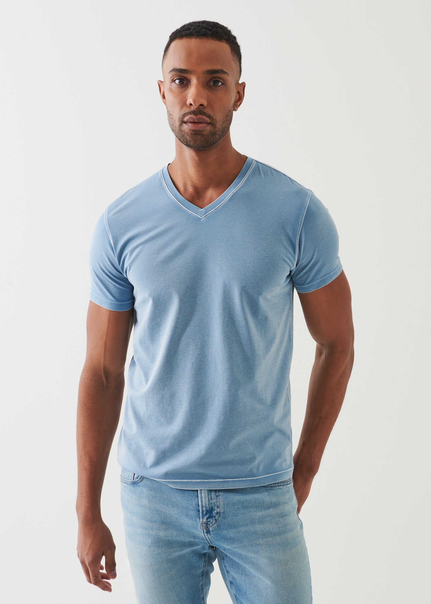 Pima Cotton Stretch Vintage Wash V-Neck T-Shirt