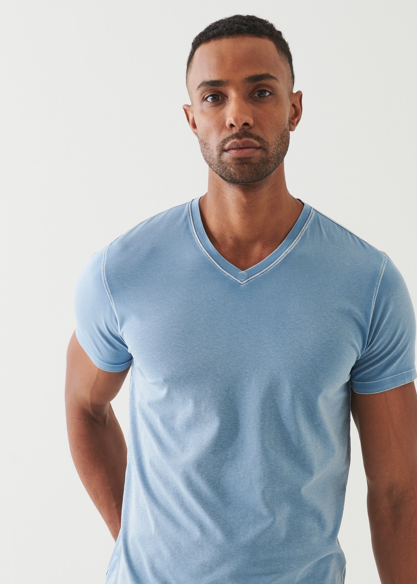 Pima Cotton Stretch Vintage Wash V-Neck T-Shirt