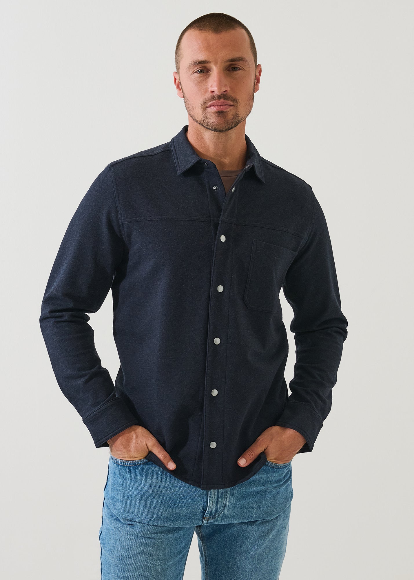 Pima Cotton Stretch Overdye Snap Front Shirt