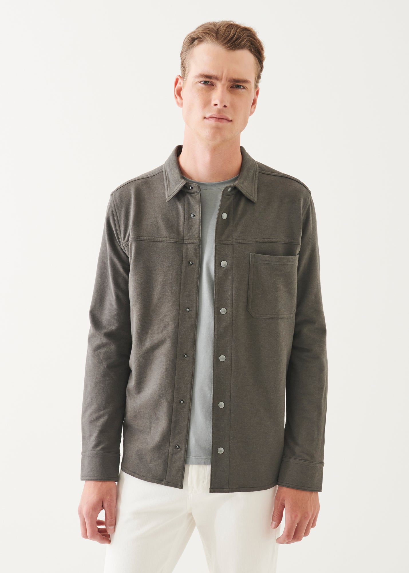 Pima Cotton Stretch Overdye Snap Front Shirt