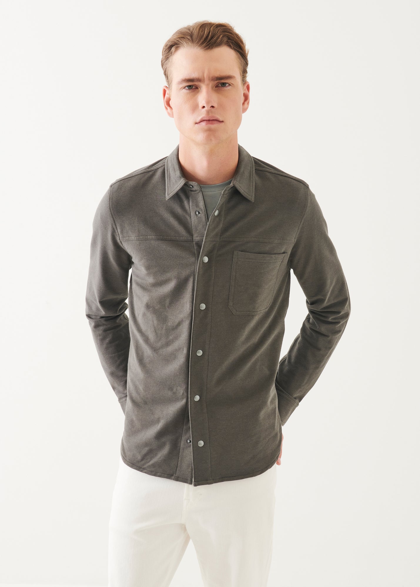Pima Cotton Stretch Overdye Snap Front Shirt