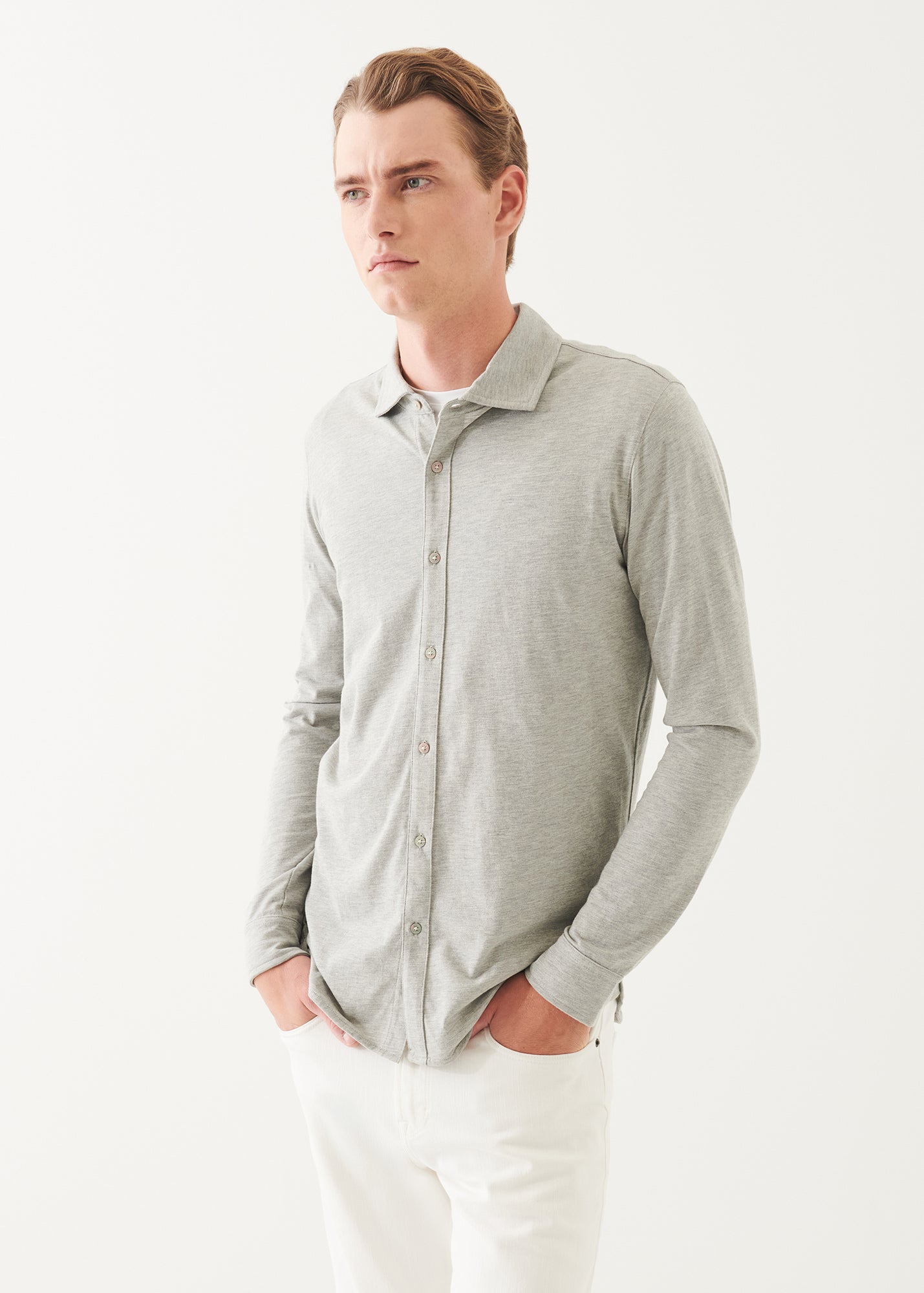 Pima Cotton Stretch Overdye Button Front Shirt - PATRICK ASSARAF