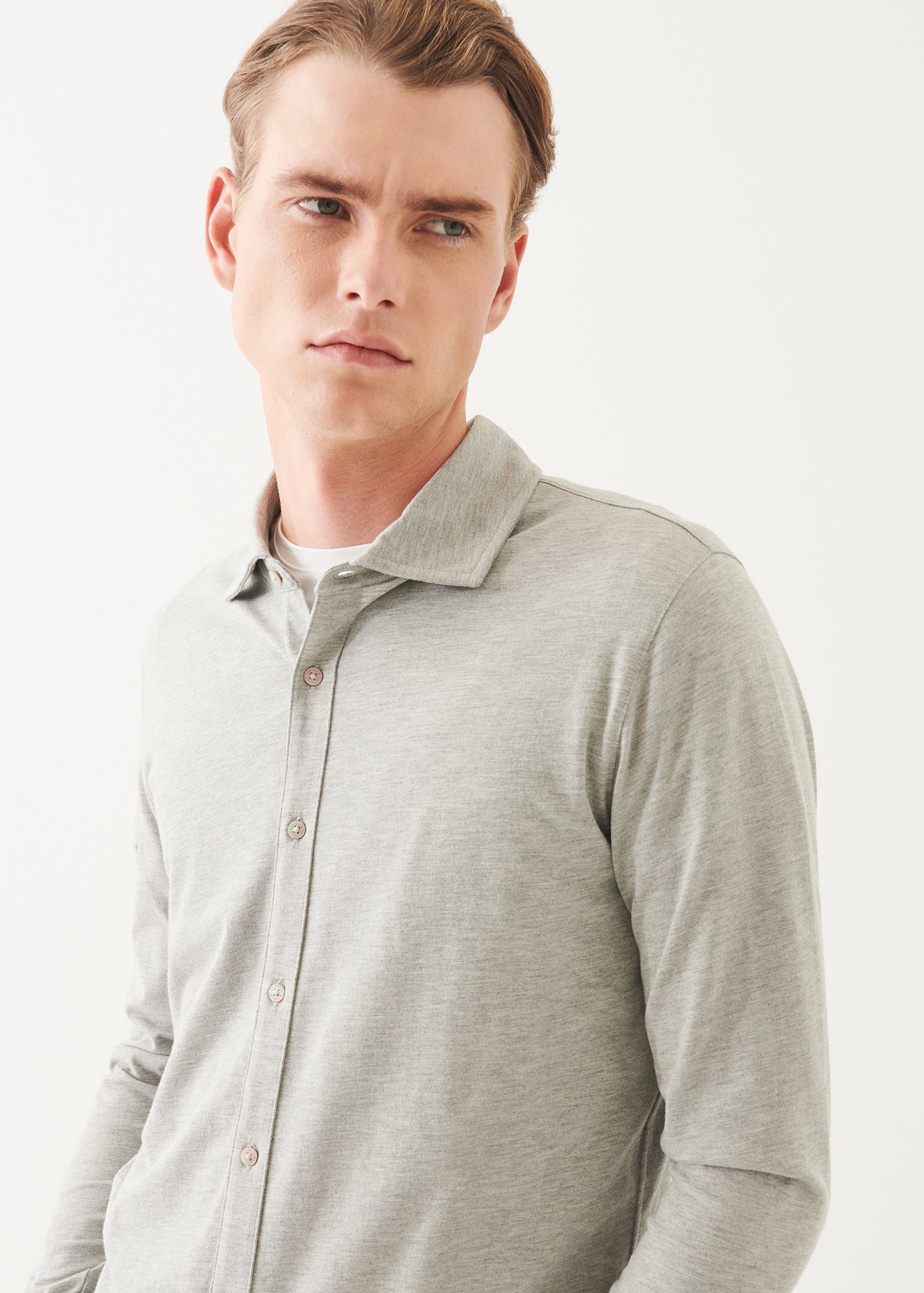 Pima Cotton Stretch Overdye Button Front Shirt - PATRICK ASSARAF