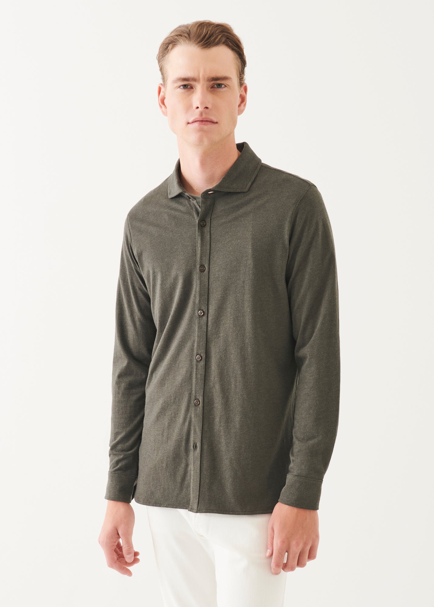 Pima Cotton Stretch Overdye Button Front Shirt - PATRICK ASSARAF